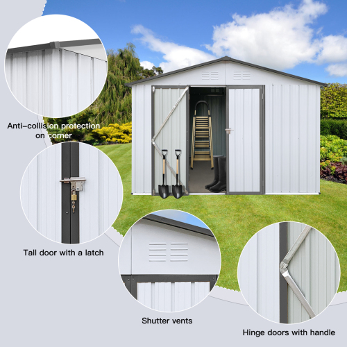 Metal garden sheds 12ft×10ft outdoor storage sheds Dark-grey、、eastwooduniform