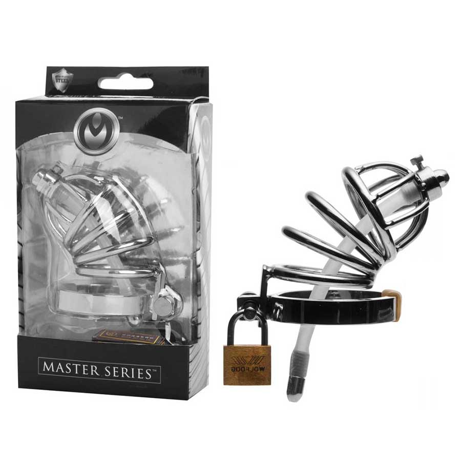 Stainless Steel Chastity Cage with Silicone Urethral Plug、mySite、bottomscart