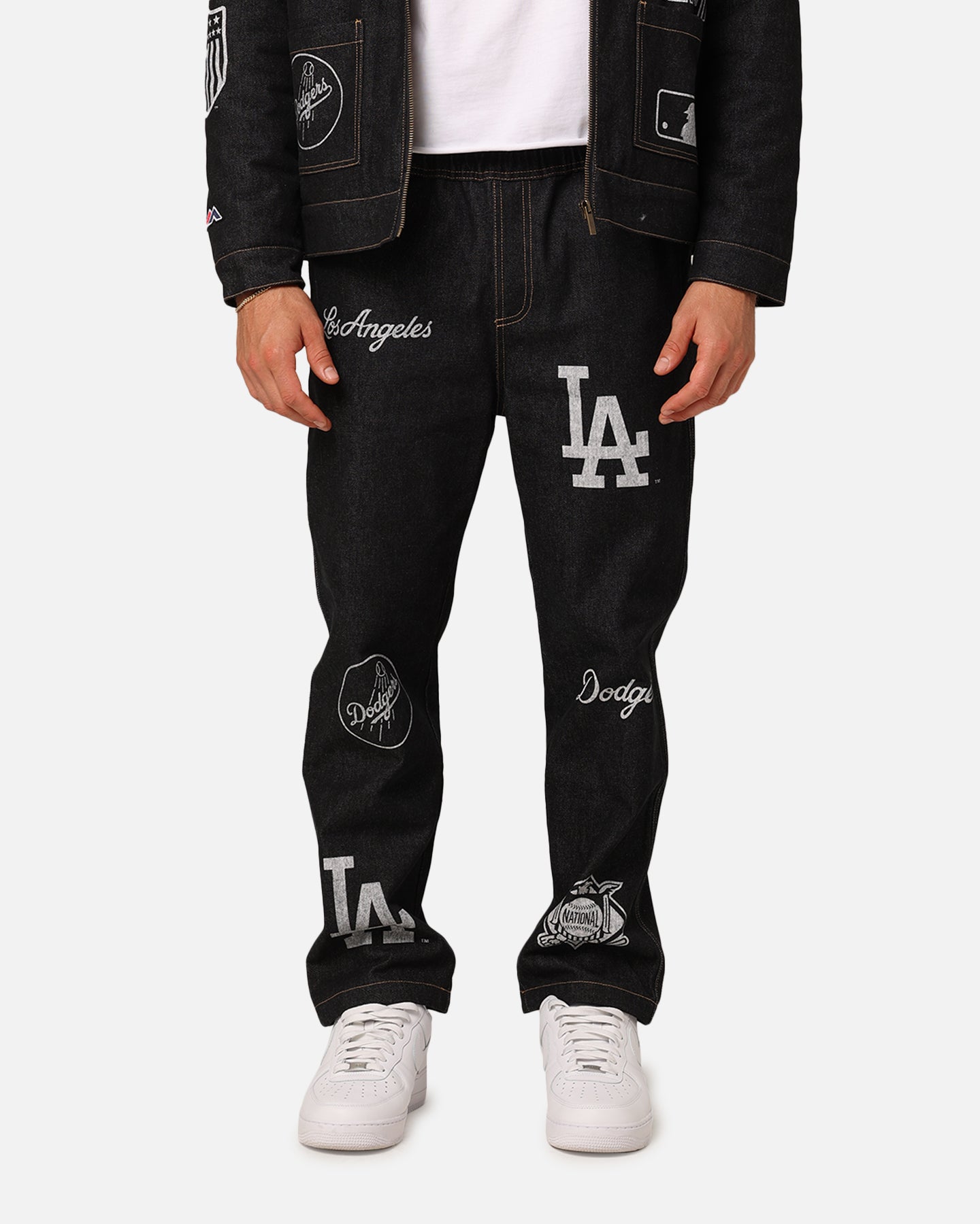 Majestic Athletic Los Angeles Dodgers Etched Denim Jeans Washed Black Denim、mySite、zt4zffjzw