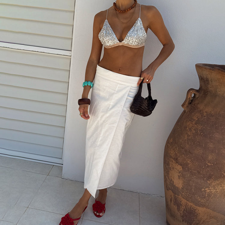 White Linen Jaspre Skirt、mySite、solidvoid