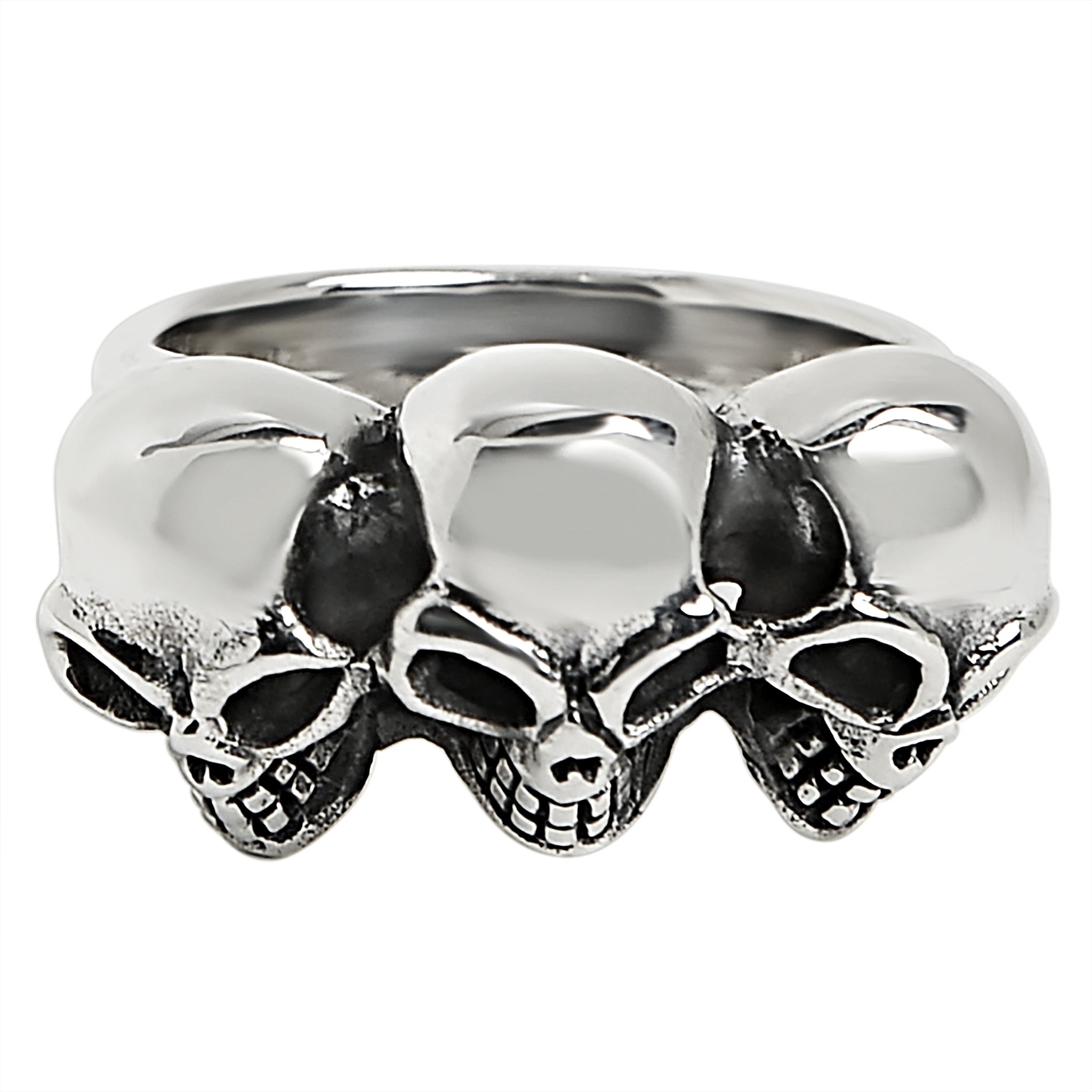 Sterling Silver Triple Black Eyed Skulls Ring / SSR0009、mySite、dreamappss