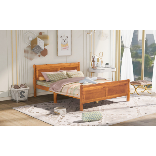 Wood Platform Bed Twin Bed Frame Mattress Foundation Sleigh Bed with Headboard/Footboard/Wood Slat Support、、casual