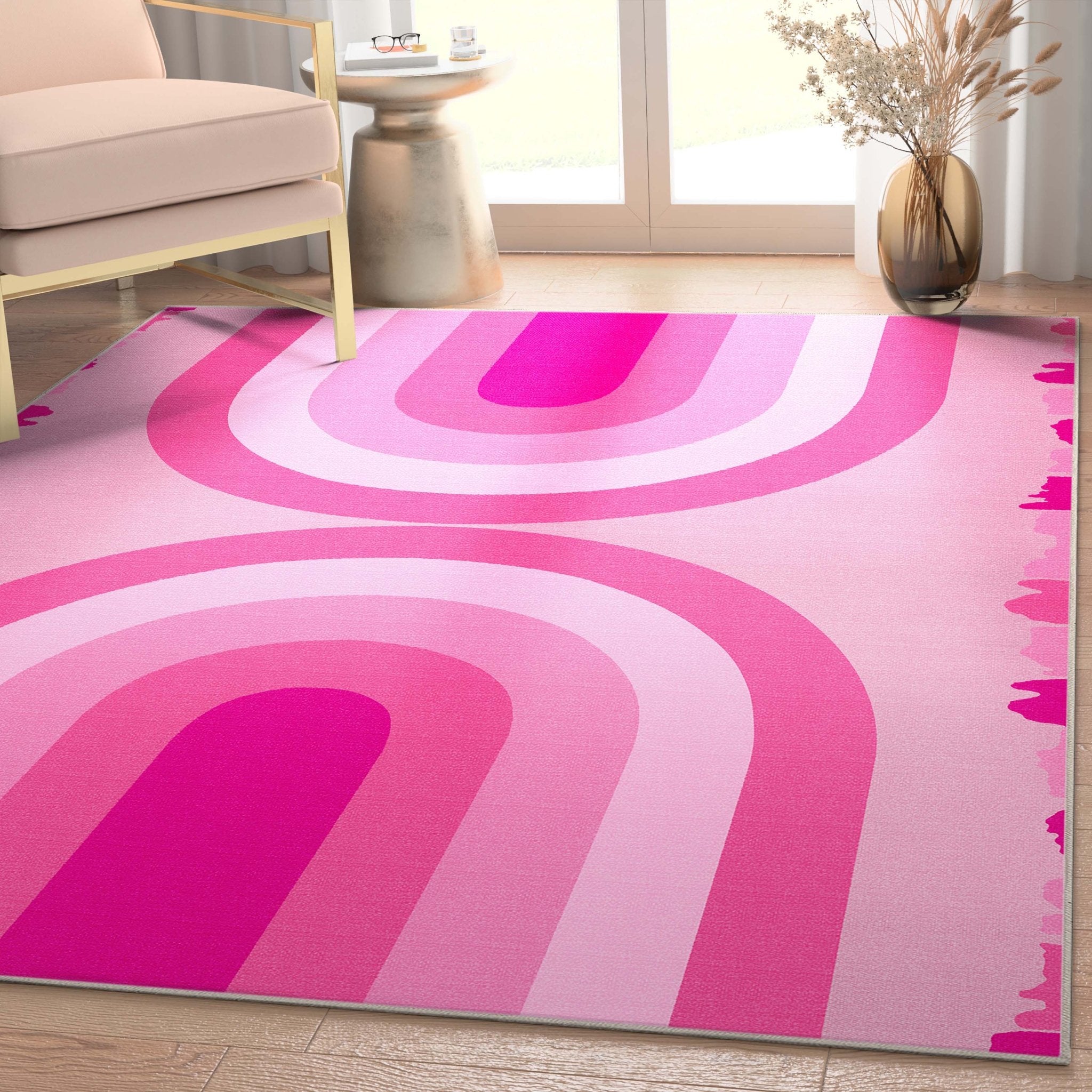 Apollo Geometric Modern Pink Rug for Living Room, Bedroom, Kitchen & Office、mySite、gigharbornorthrealestate