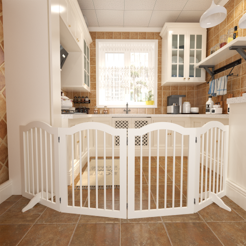 29.5-45.3" Wide Baby Gate for Stairs, Dog Gate Indoor for Doorways, No Drilling Pressure Mounted Pet Gates for Kids, Easy Walk Through Safety Gate, White、、casual