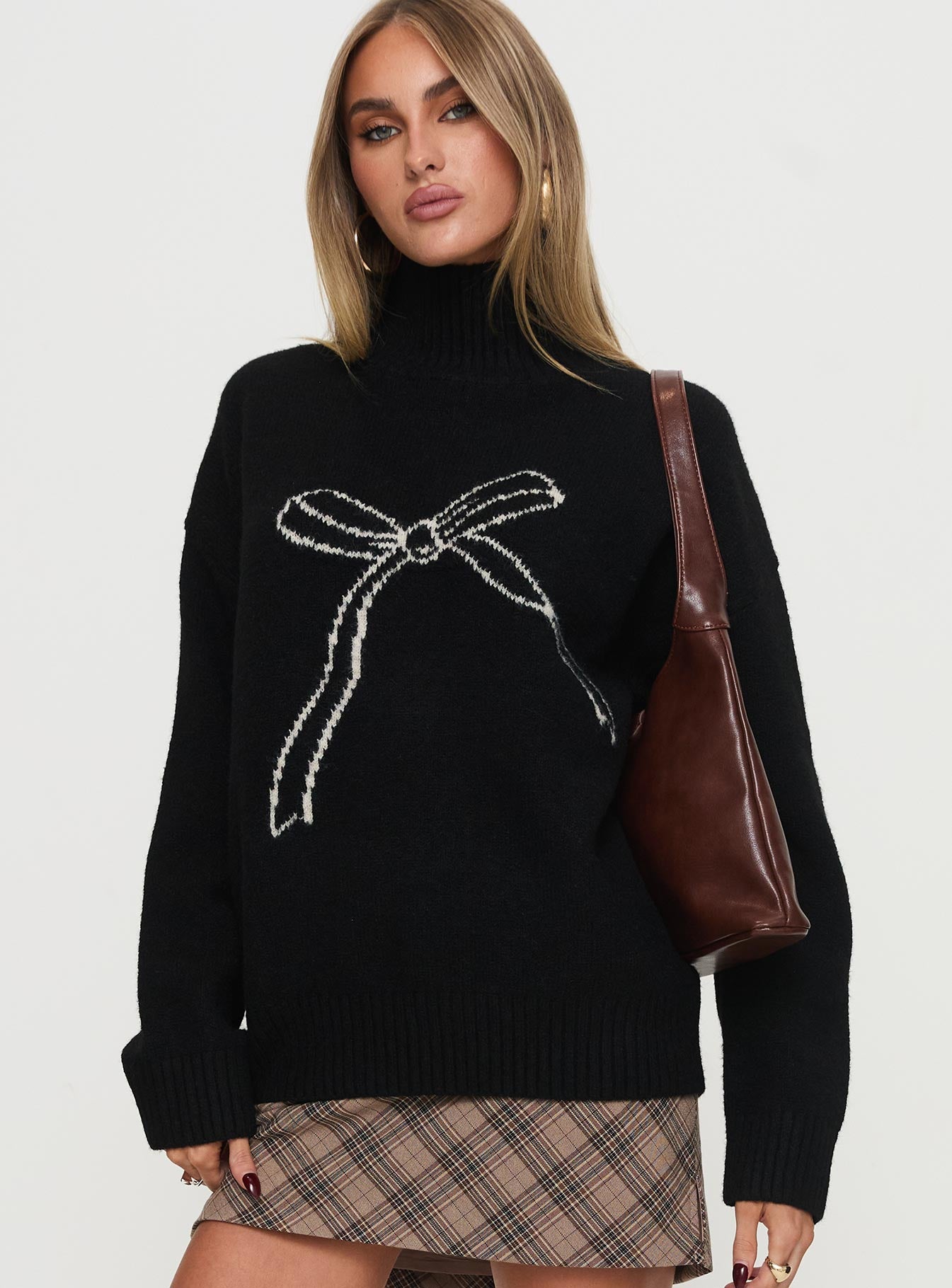 Shes So Sweet Bow Knit Sweater Black、mySite、solidvoid
