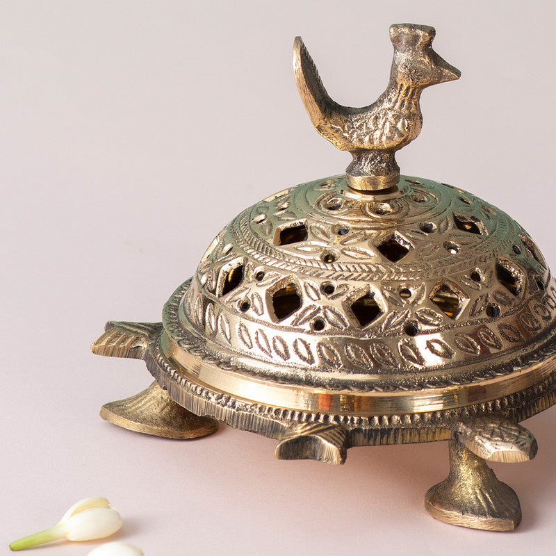 Brass Dhoop Incense Cone Holder | Turtle Design | Golden、mySite、camillekostekn