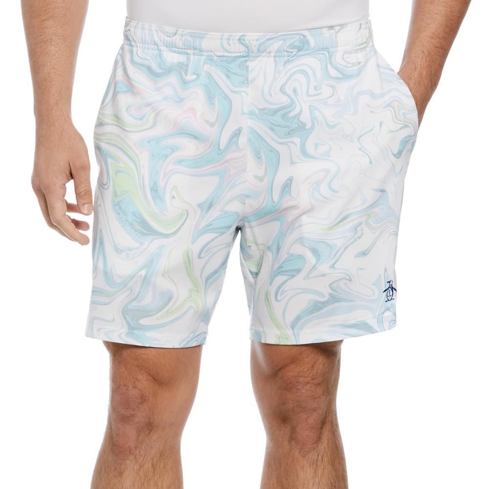 Penguin Men's 7 Marble Print Short - Bright White/Mix