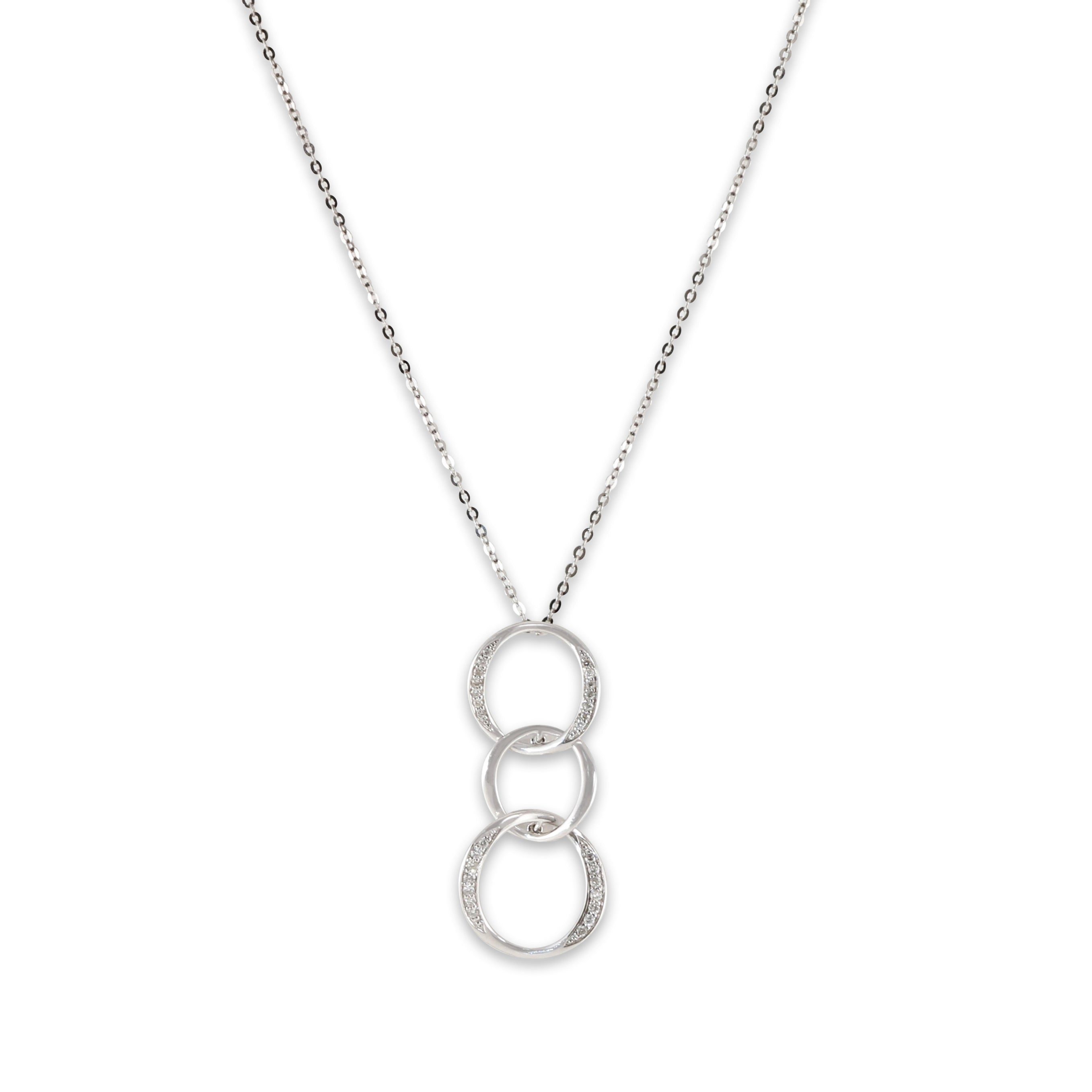18k White Gold Diamond 0.42cttw Interlocking Circles Pendant Necklace 16、mySite、hinf8tx79