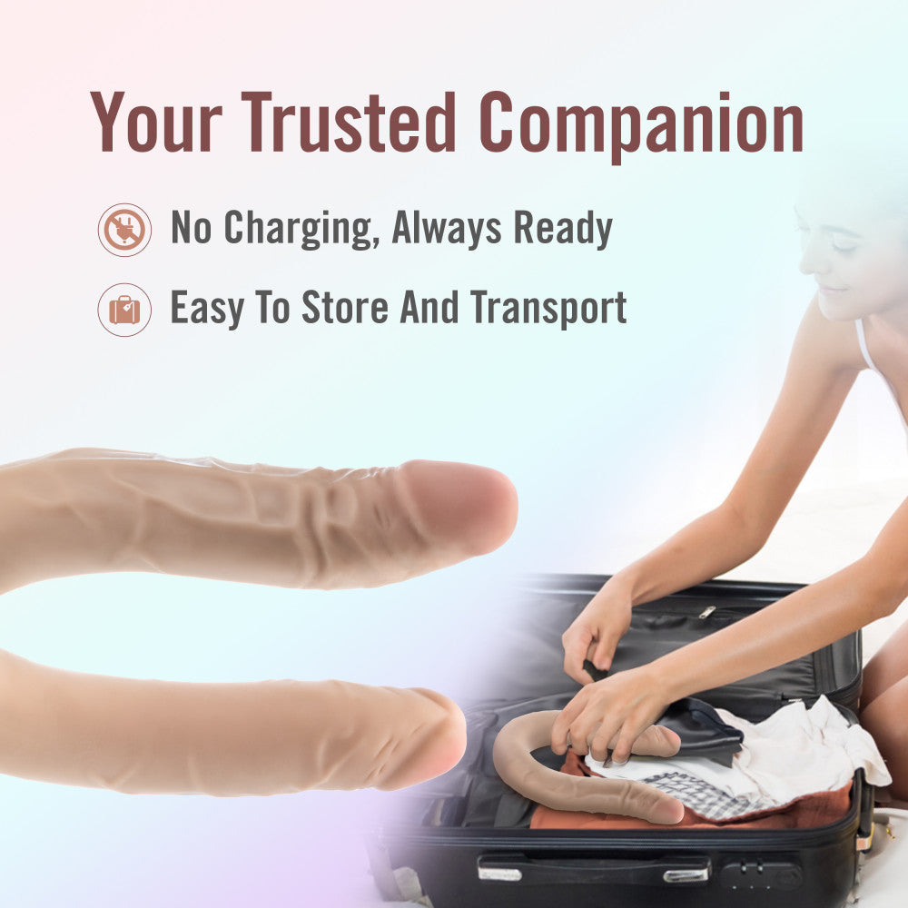 Dr. Skin Plus | 16.5 Inch Double Dong – Extra Long Double-Ended Dildo With A Realistic Posable Shaft - Beige、mySite、bottomscart