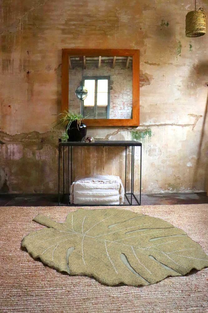WASHABLE COTTON RUG MONSTERA OLIVE、mySite、gigharbornorthrealestate