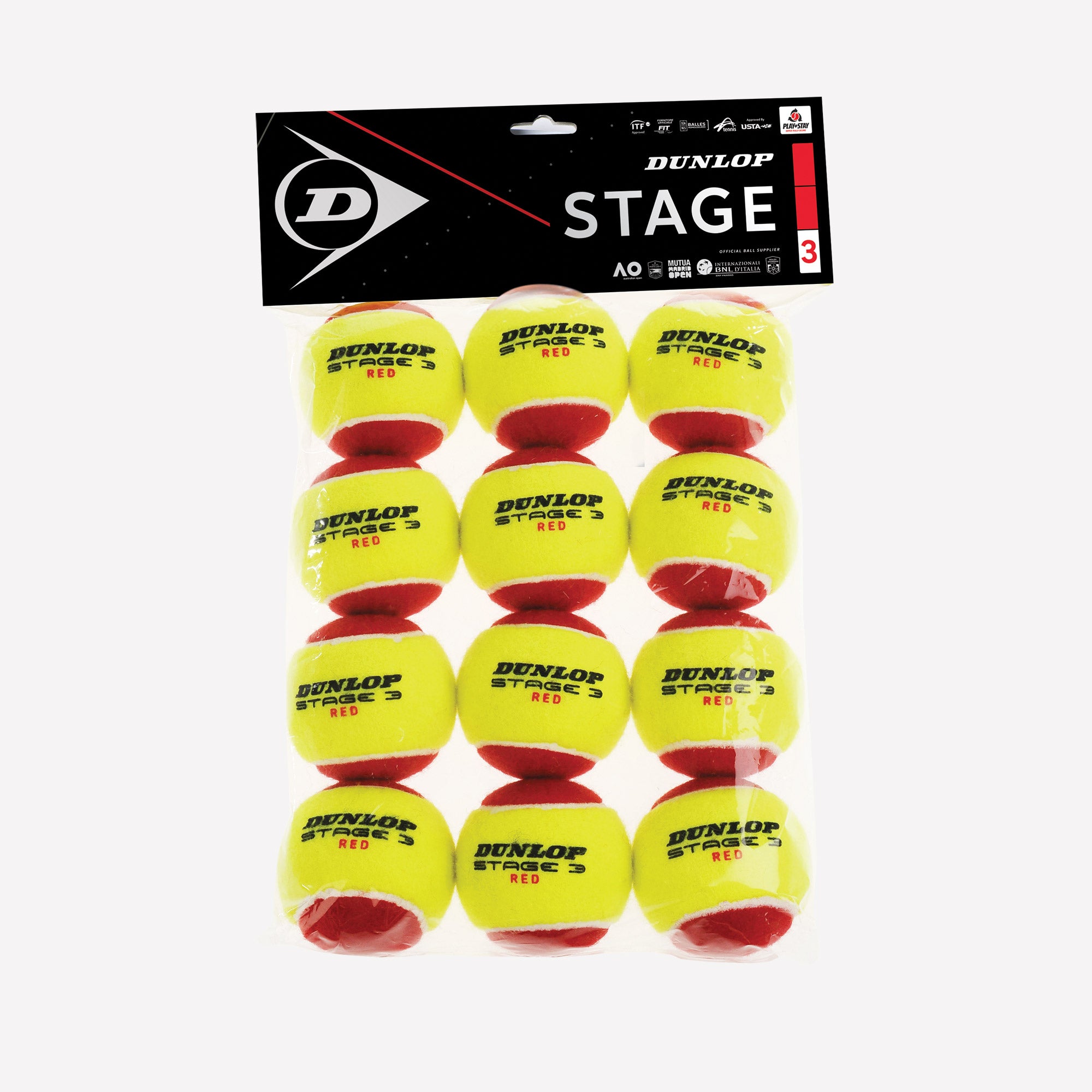Dunlop Stage 3 Red 12 Tennis Balls