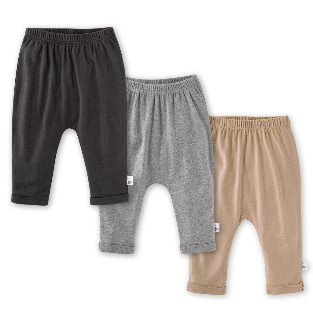 Organic Cotton Baby Harem Pants - Set of 3 - Ash、mySite、g9winljtr