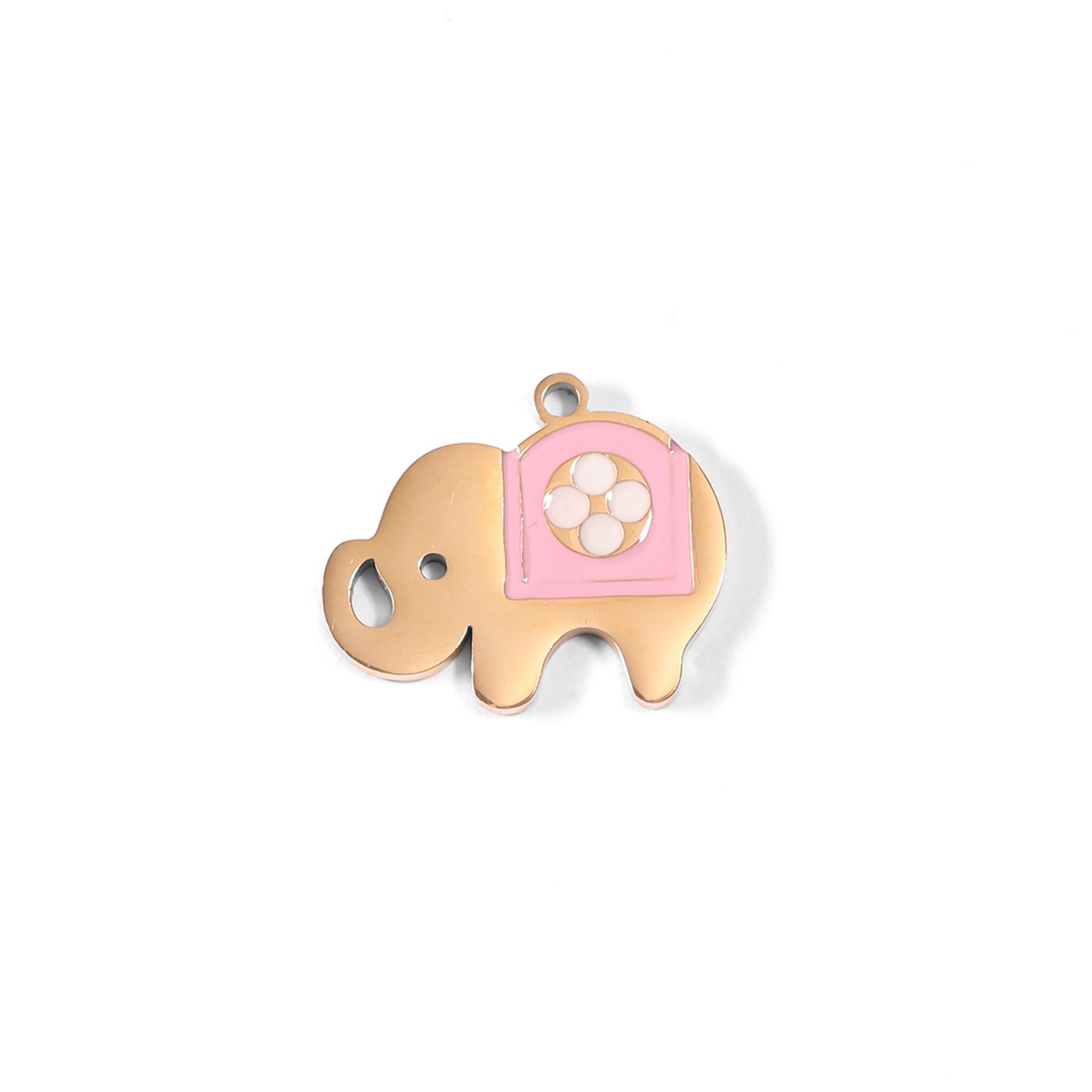 18K Gold PVD Stainless Steel Pink Epoxy Elephant Charm / PDL0073、mySite、dreamappss