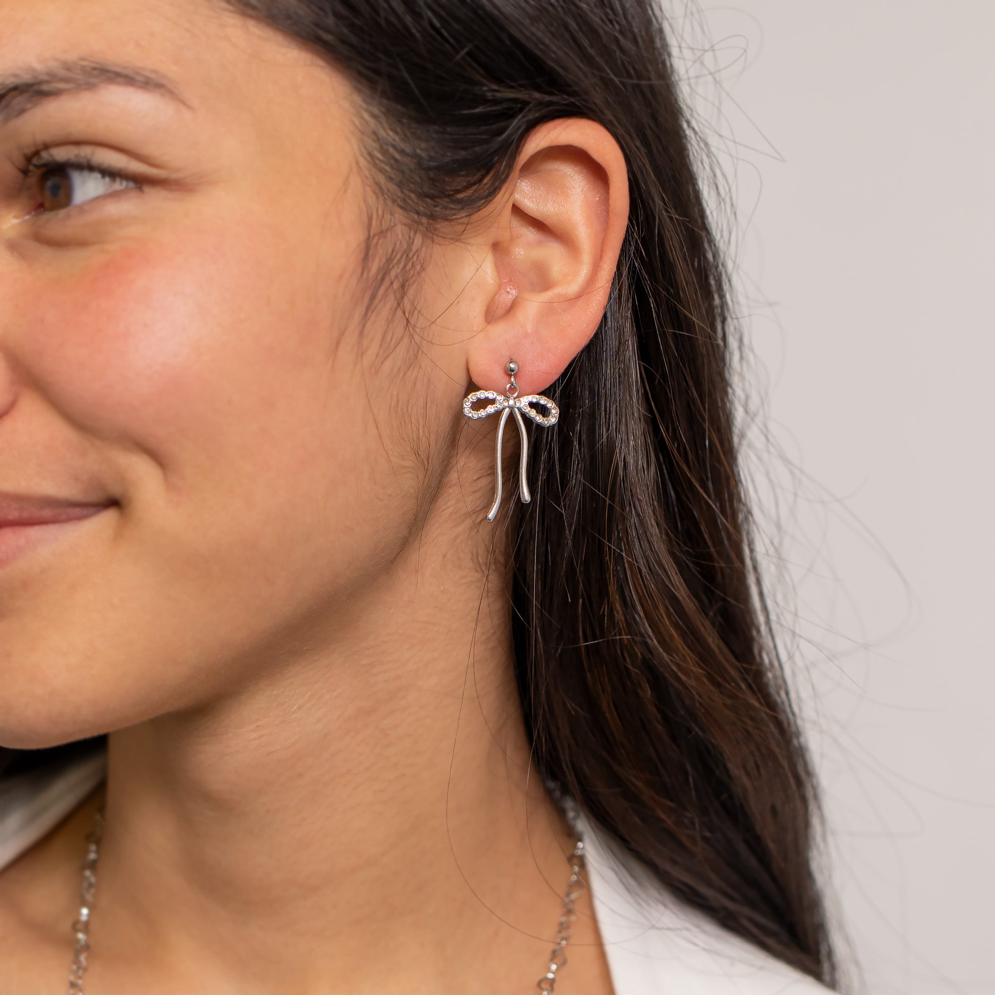 18K Gold PVD Ribbon Bow with Stones Earrings / ERJ0085、mySite、dreamappss