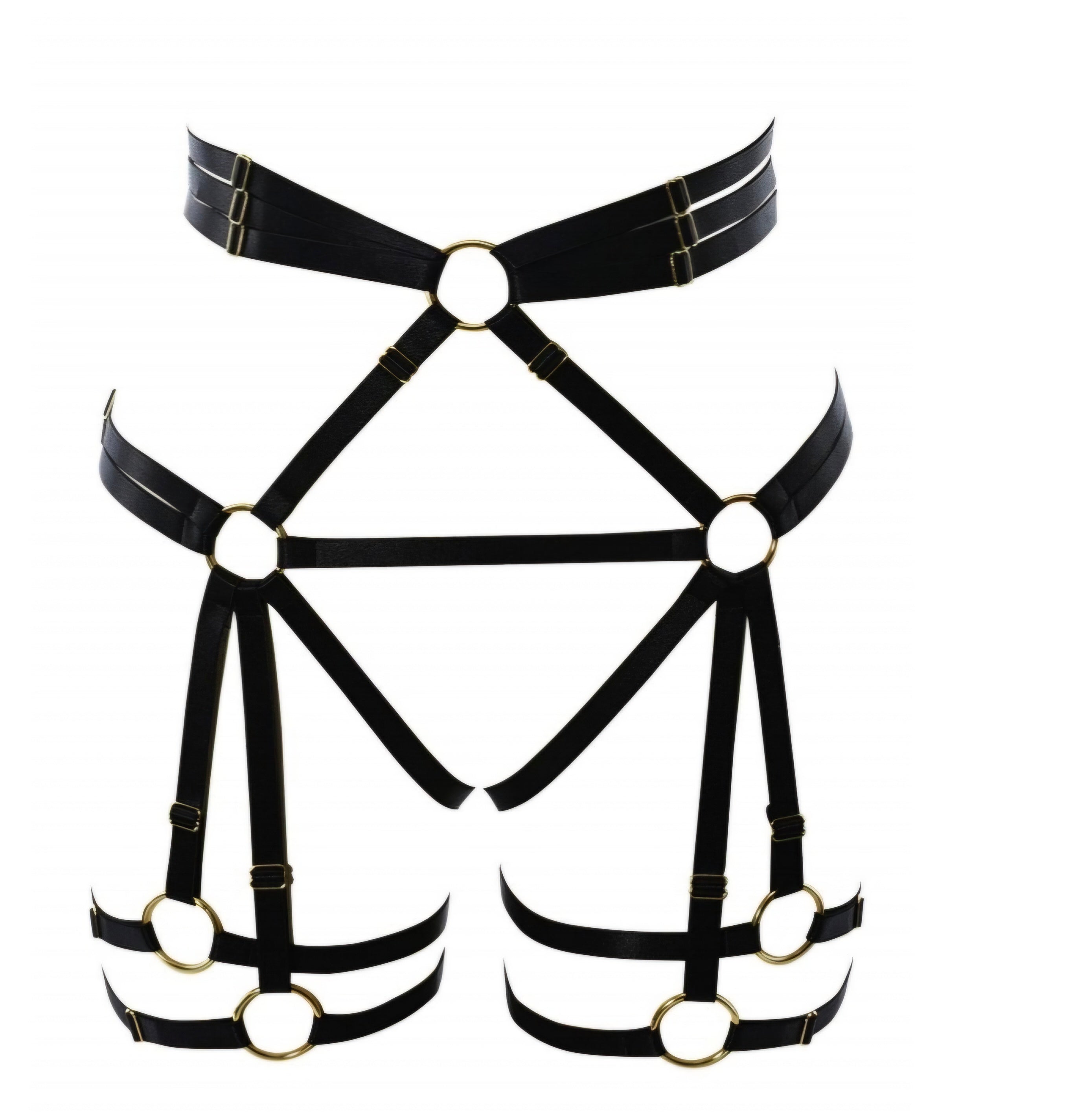 Fetish Black Waist Harness Leg Garter | Crotch Less | Adjustable Free Size、mySite、bottomscart
