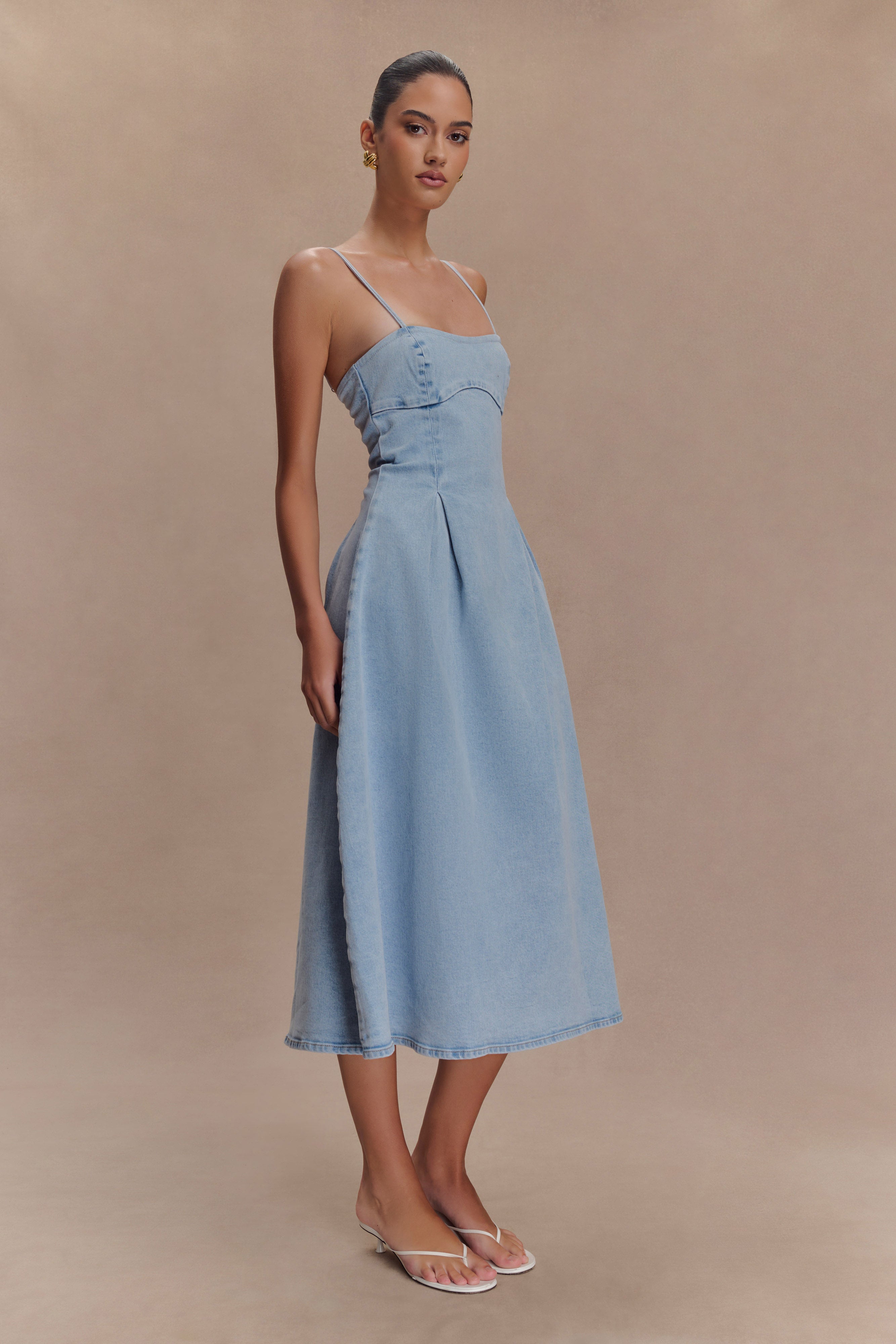 Harlyn Denim Midi Dress - Light Blue、mySite、solidvoid
