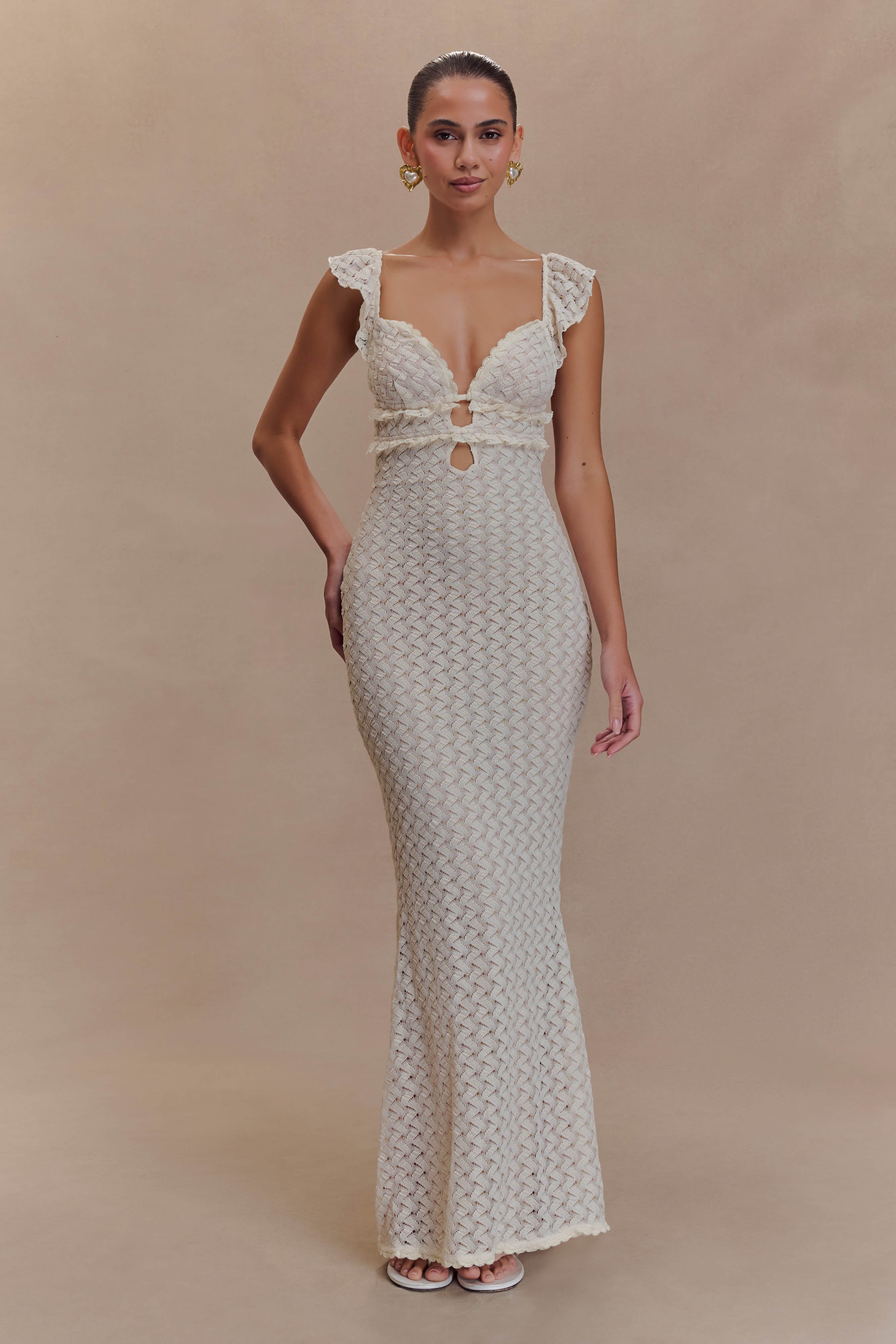 Ezra Lace Maxi Dress - Ivory、mySite、solidvoid
