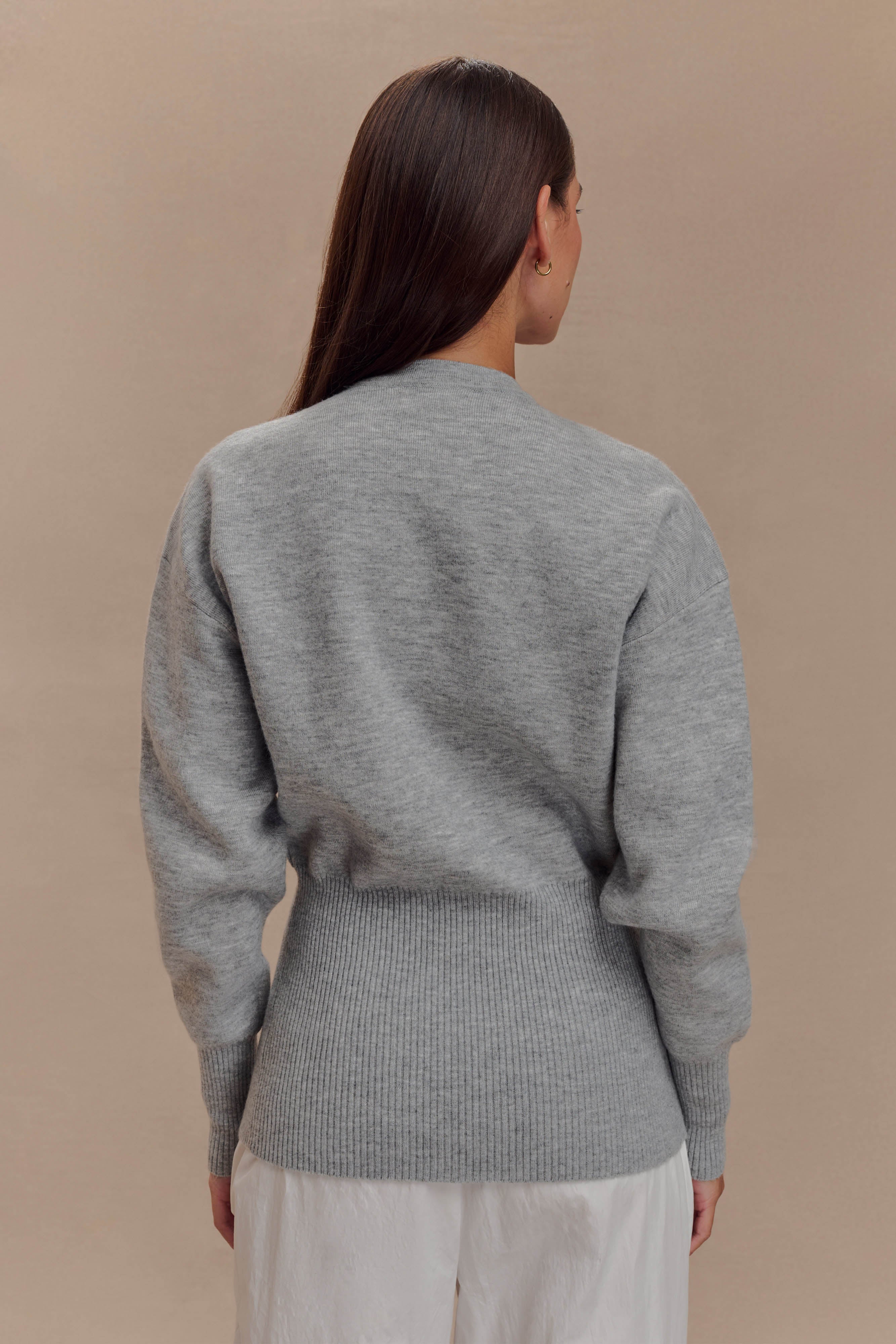 Alexia Buttoned Oversized Cardigan - Grey Marle、mySite、solidvoid