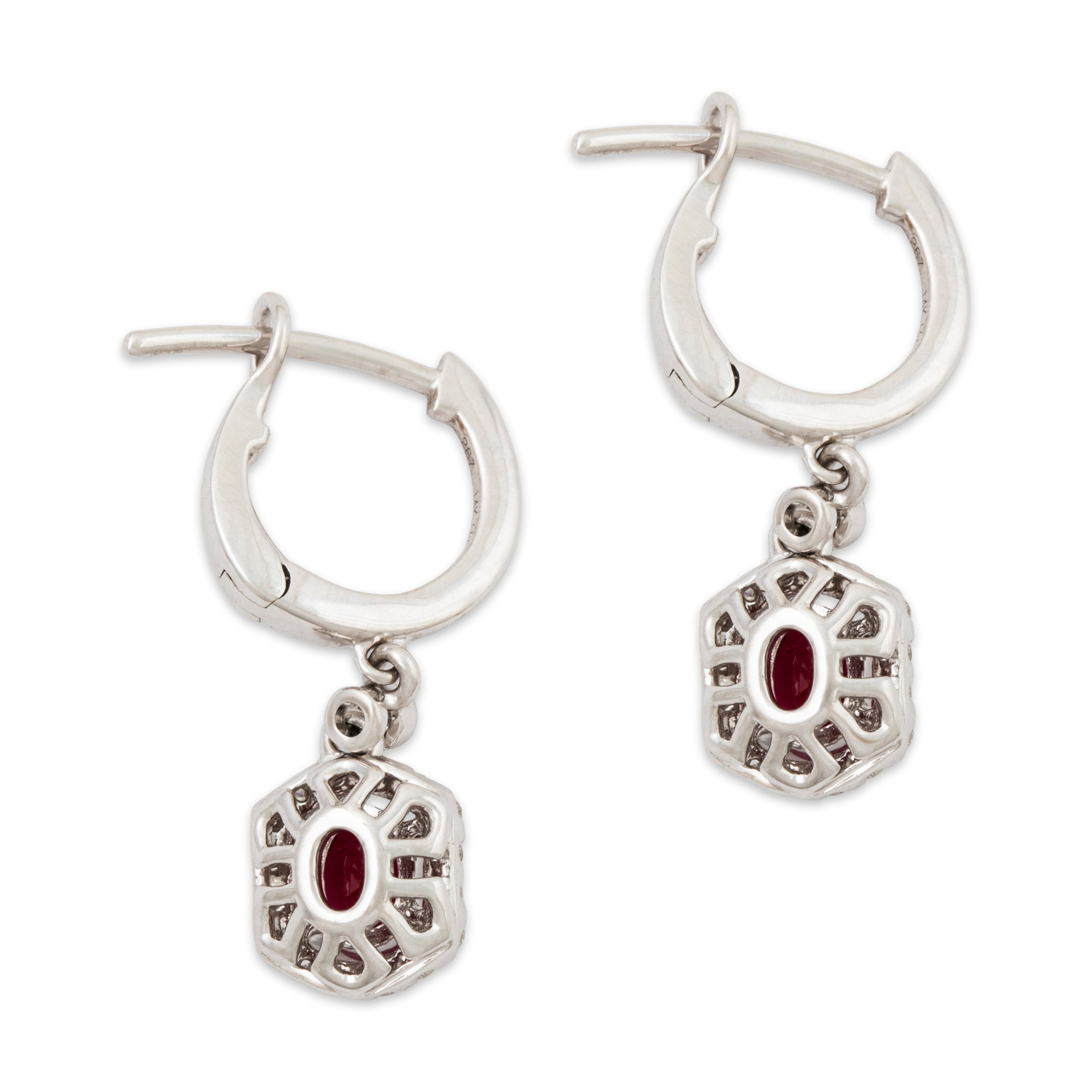 Estate 14k White Gold .88cttw Vivid Ruby Diamond Earrings、mySite、hinf8tx79