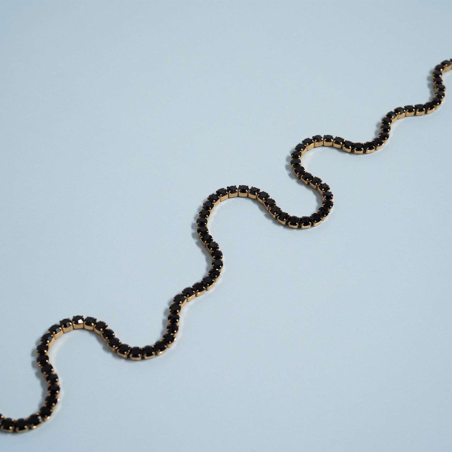 18K Gold PVD Stainless Steel Jet Rhinestone Tennis Chain Necklace With 2 Extension / TNN0004、mySite、dreamappss