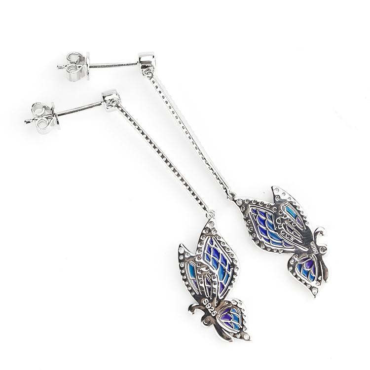 Sterling Silver Enamel Butterfly Necklace with Swarovski Crystal Top of the Line!、mySite、g9winljtr
