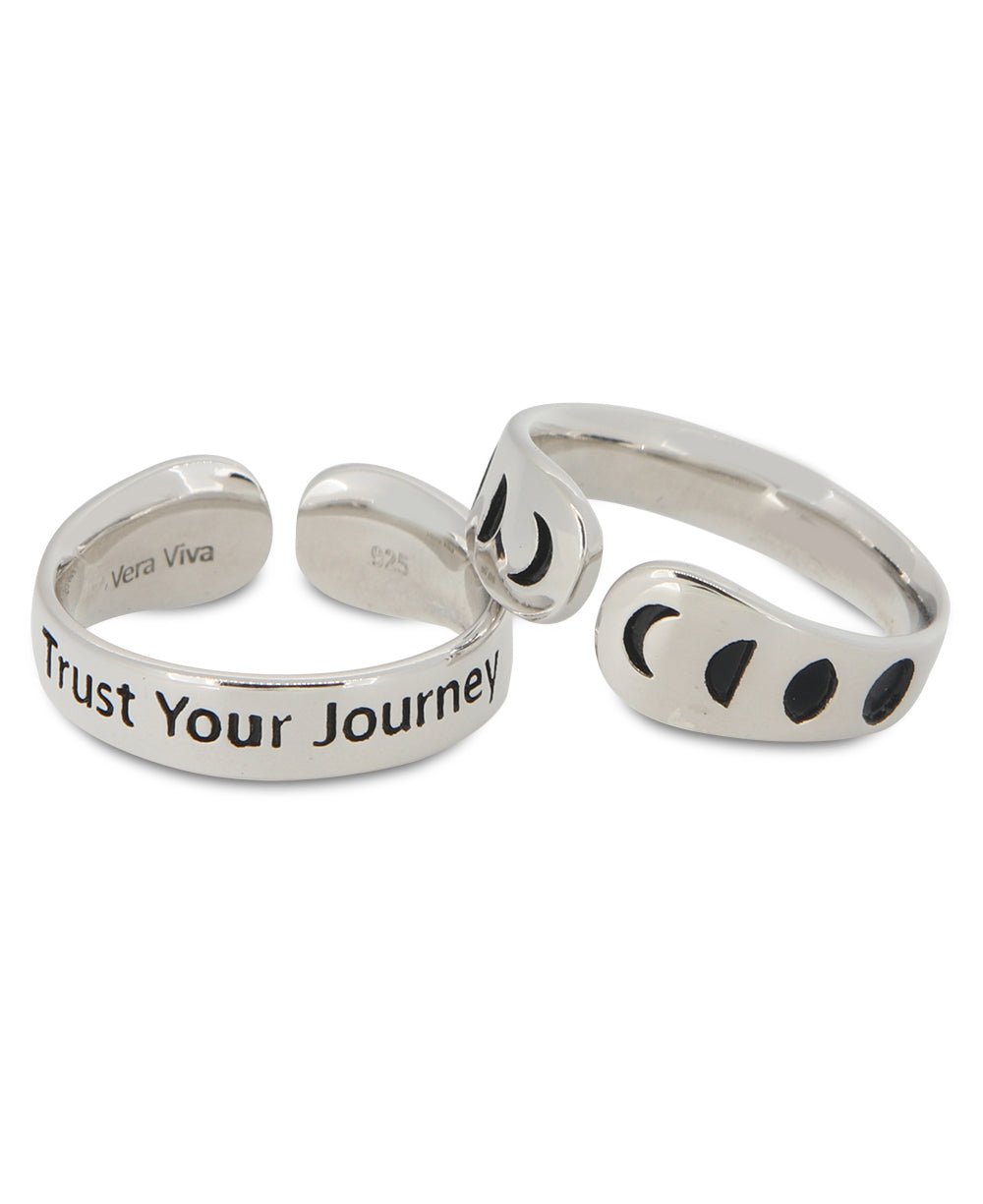 Moon Phase Trust Your Journey Adjustable Inspirational Sterling Silver Ring、mySite、topwebapps