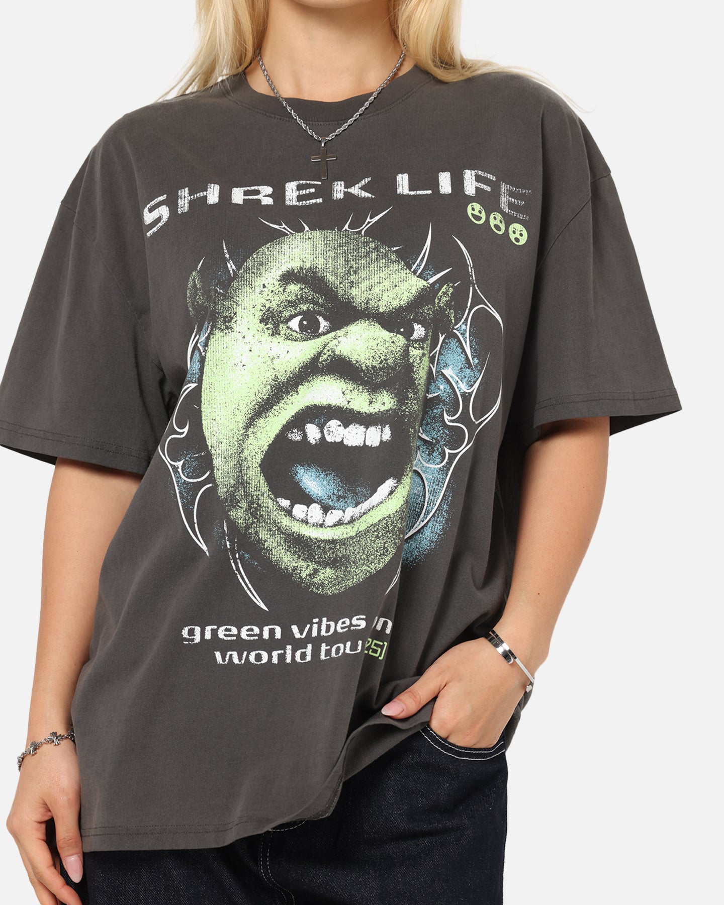 73 Studio X Shrek Rave Heavy T-Shirt Black Wash、mySite、zt4zffjzw