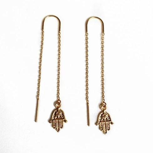 Tiny Hamsa Ear Threaders Earrings、mySite、topwebapps