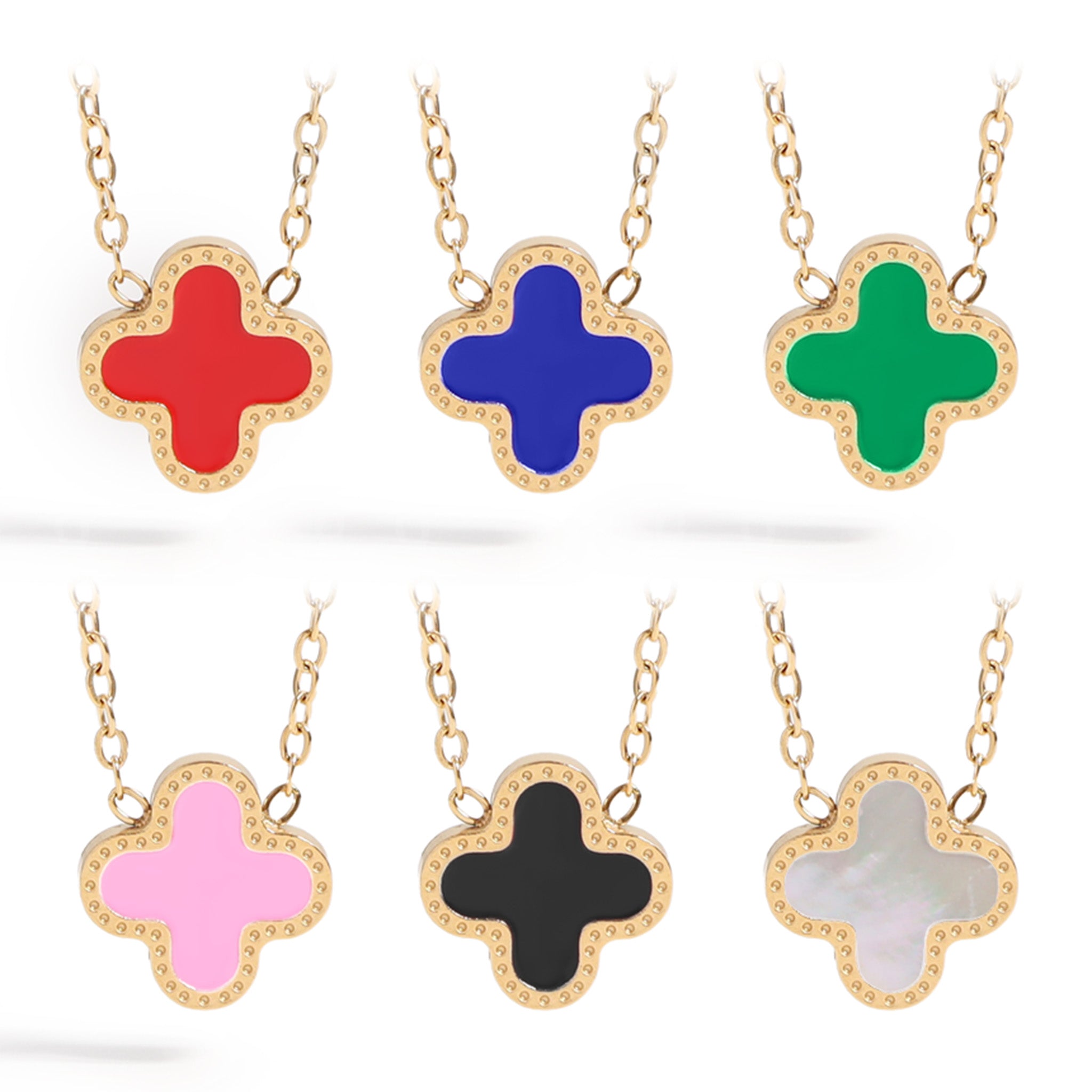18K Gold PVD Stainless Steel Lucky Clover Charm Necklace / CHN0046、mySite、dreamappss