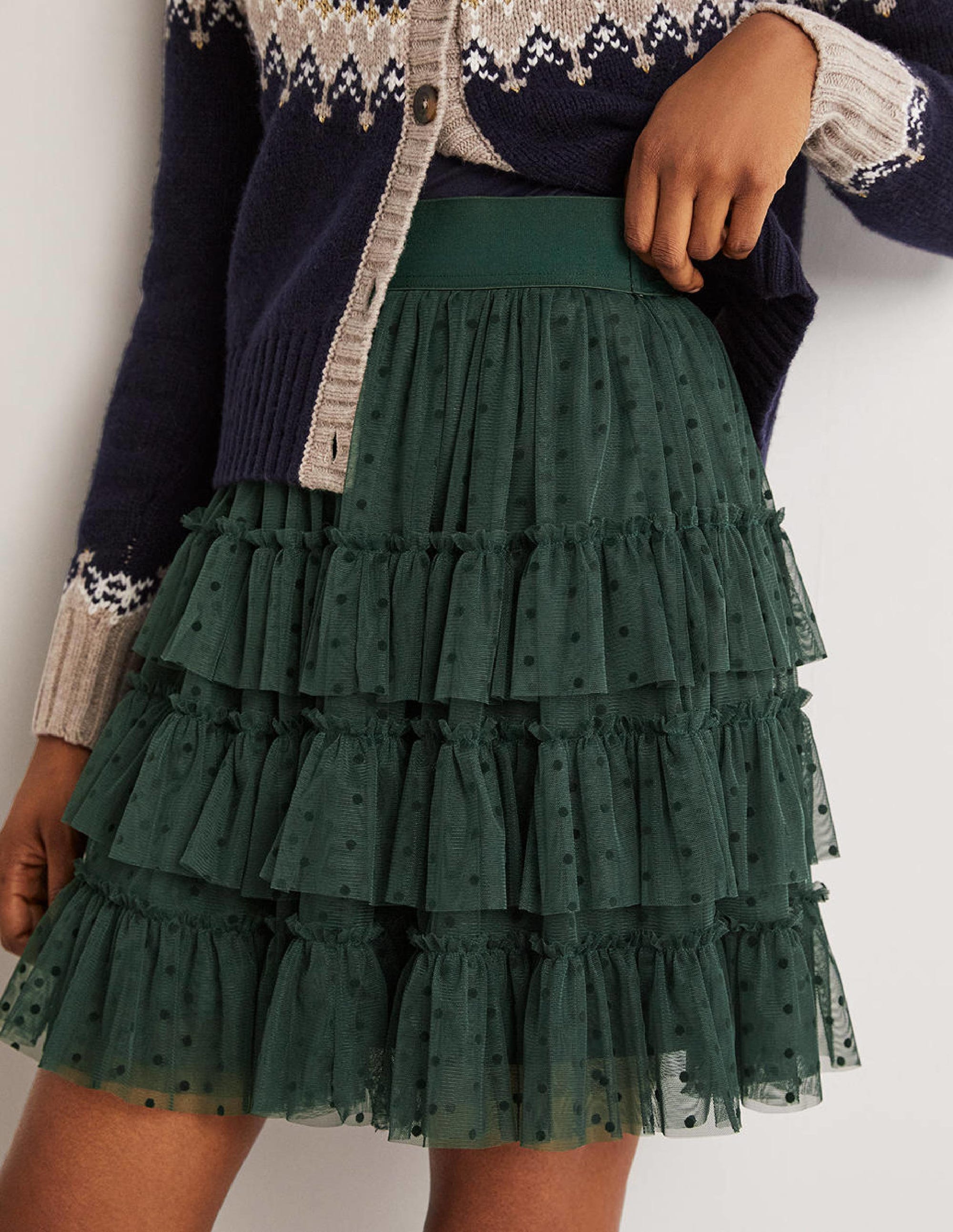  Ruffle Tulle Mini Skirt-Onyx Green、mySite、ashleygrahame