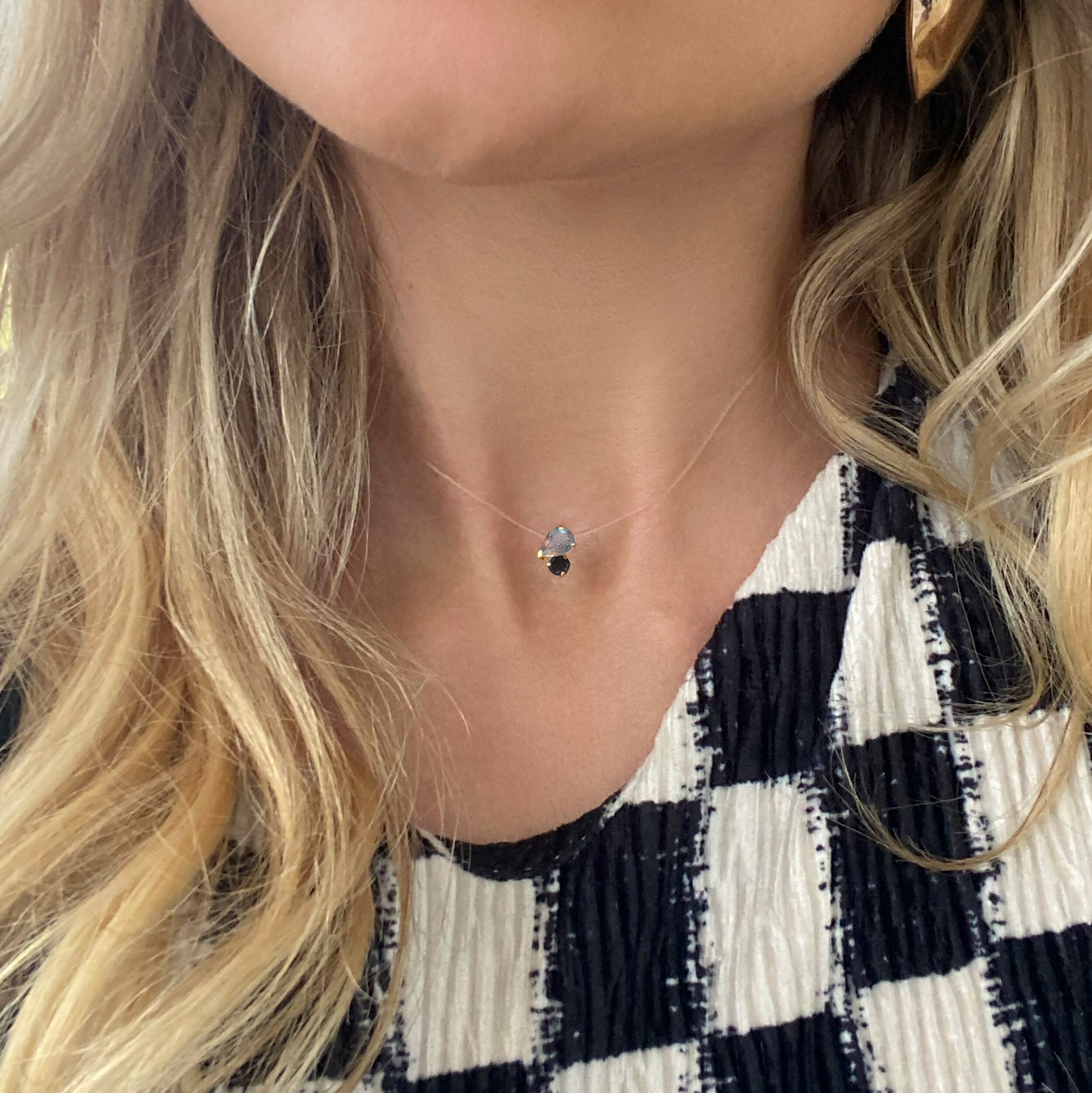 Floating Necklace - Toi Et Moi Labradorite & Black Obsidian、mySite、hinf8tx79