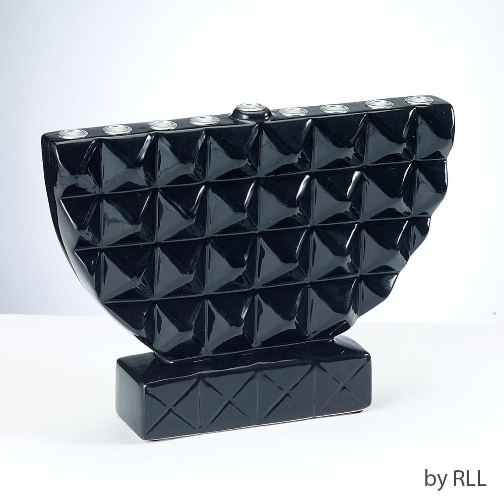 Black Geometric Hand-Painted Ceramic Menorah、mySite、topwebapps