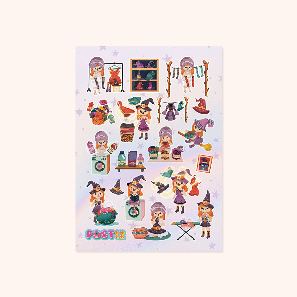  Witches Be Washing A6 Hologram Sticker Sheet、mySite、ghnorth