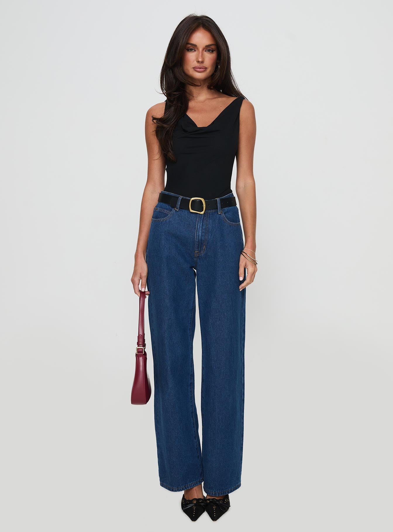 Axton Cowl Neck Bodysuit Black、mySite、solidvoid