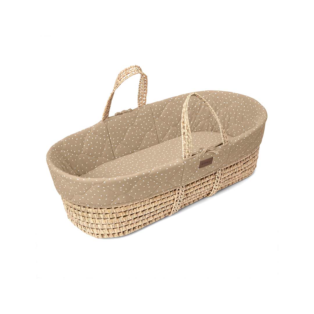  The Little Green Sheep Natural Quilted Moses Basket + Mattress - Truffle Rice Print、mySite、merchandisen