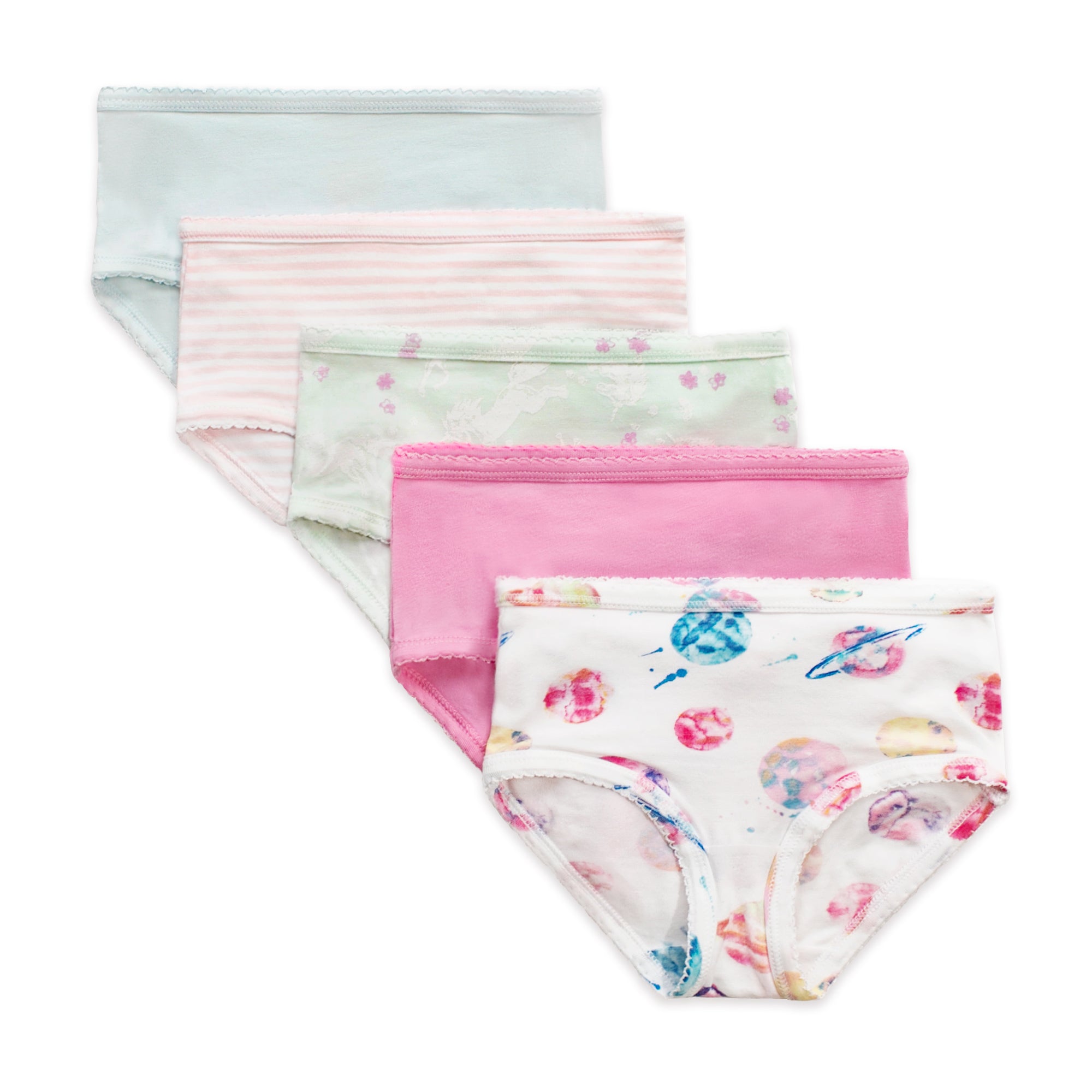 Planets & Magical Unicorn Organic Cotton Toddler Girl Underwear 5 Pack、mySite、g9winljtr