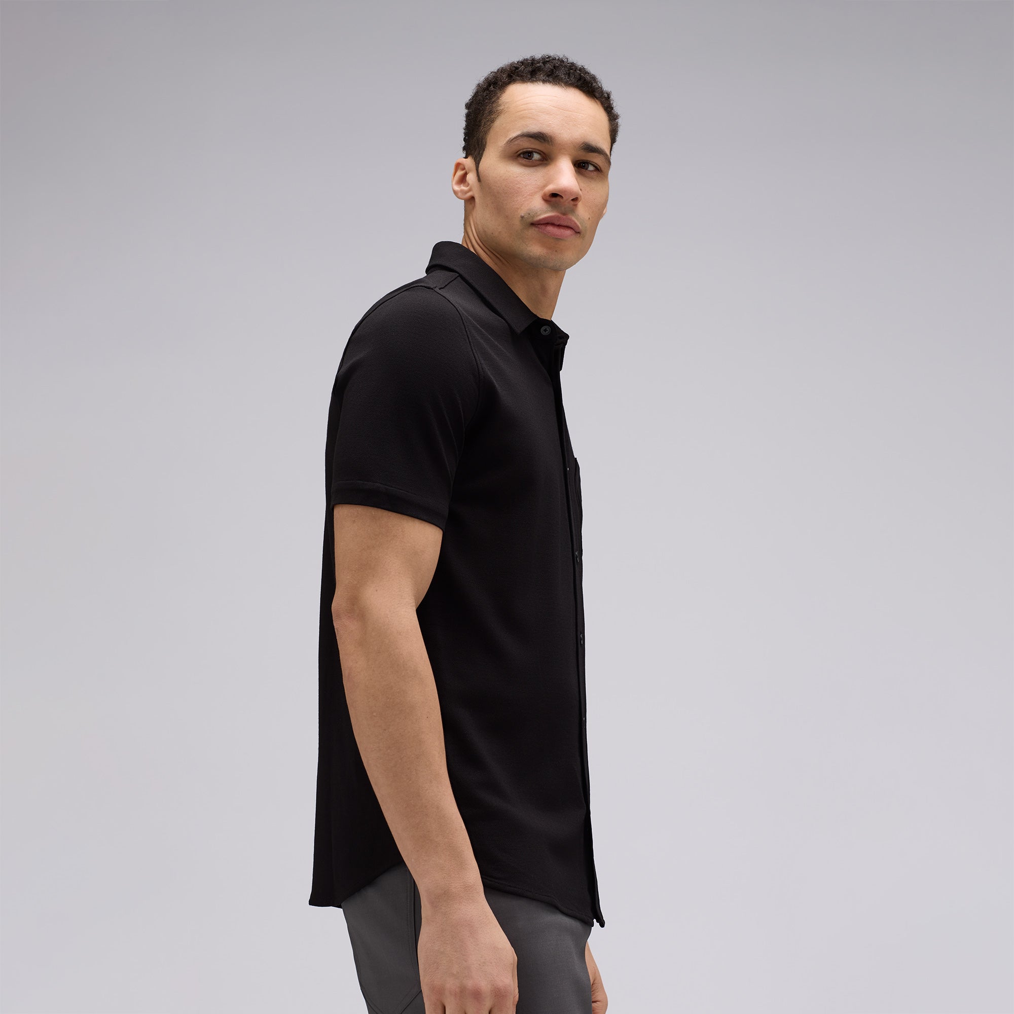 Men's Short Sleeve Merino Button-Up、mySite、noshort