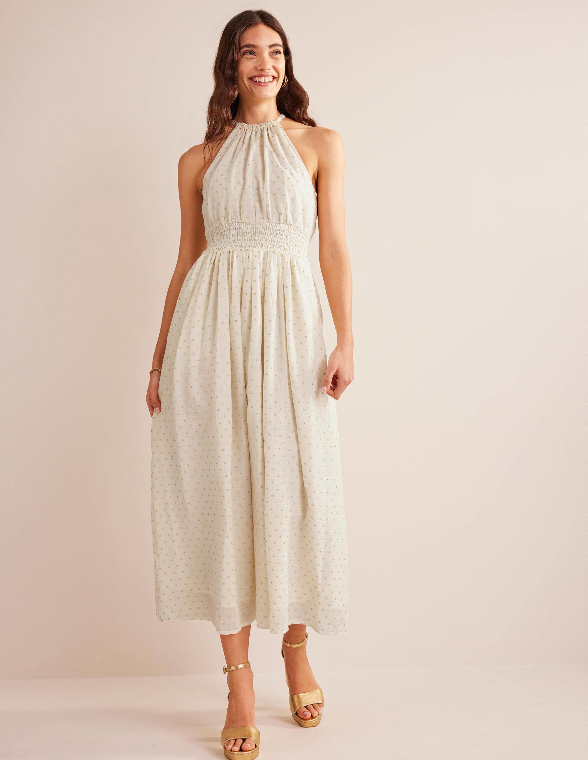  Metallic Detail Maxi Dress-Ivory, Gold Clip、mySite、ashleygrahame