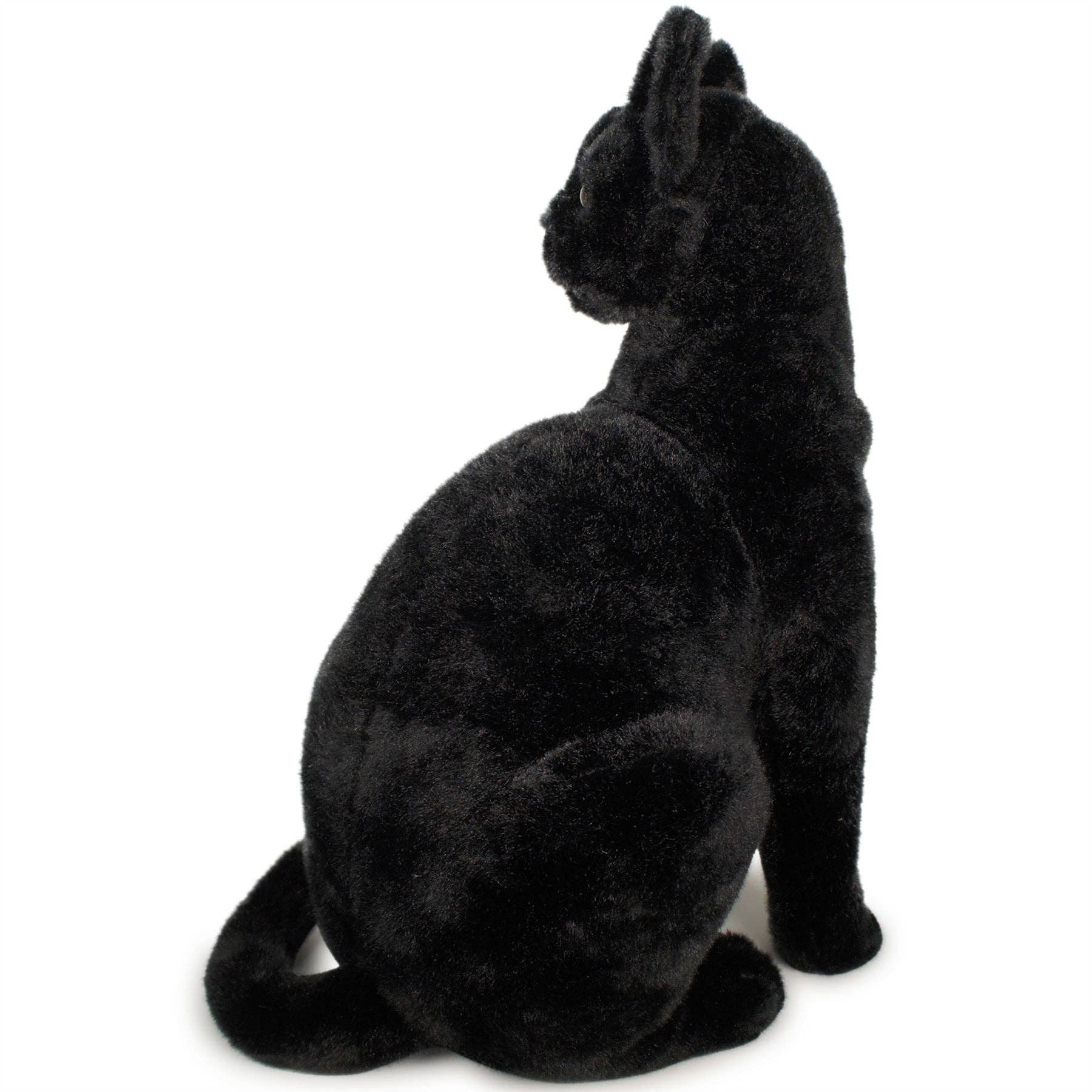Sitting Realistic Plush Black Cat 13 Inch Stuffed Animal、mySite、g9winljtr