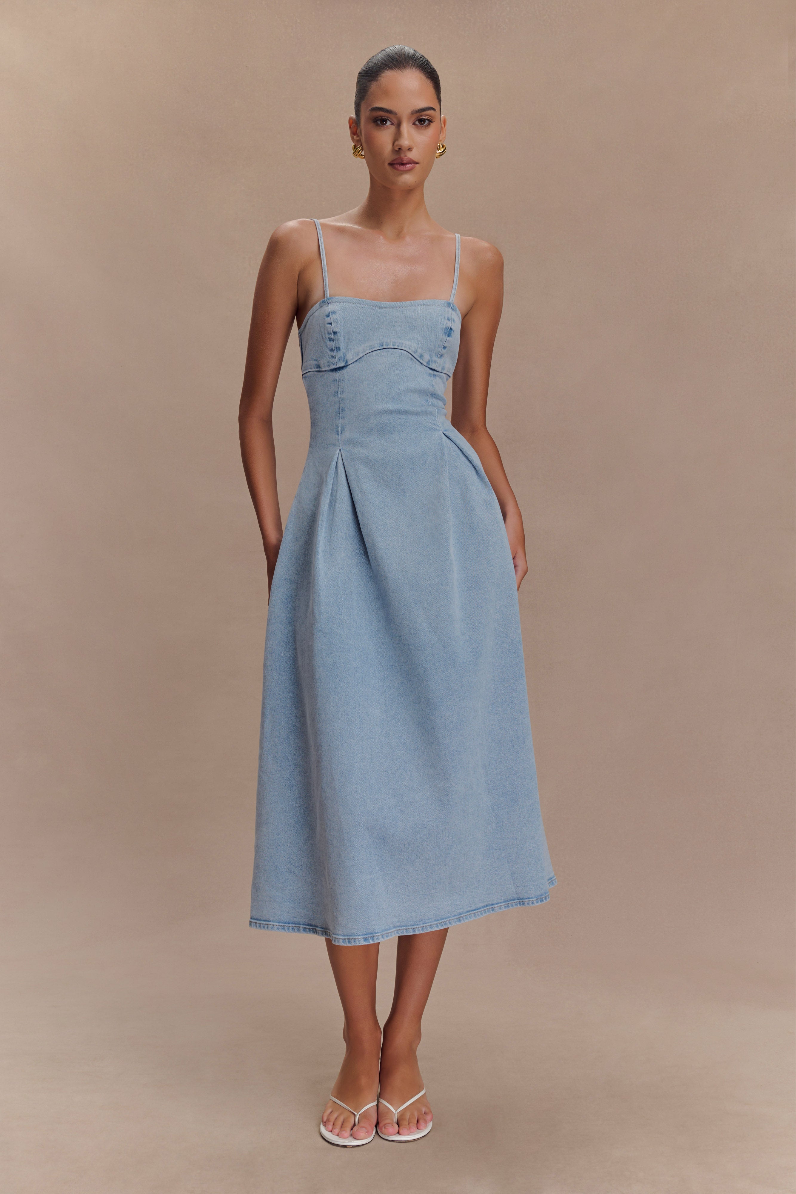 Harlyn Denim Midi Dress - Light Blue、mySite、solidvoid