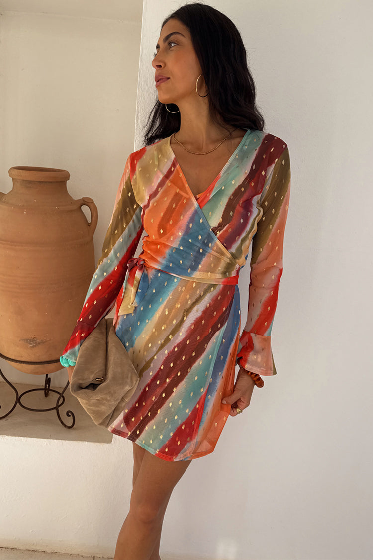 Sunset Stripe Mini Wrap Dress、mySite、solidvoid