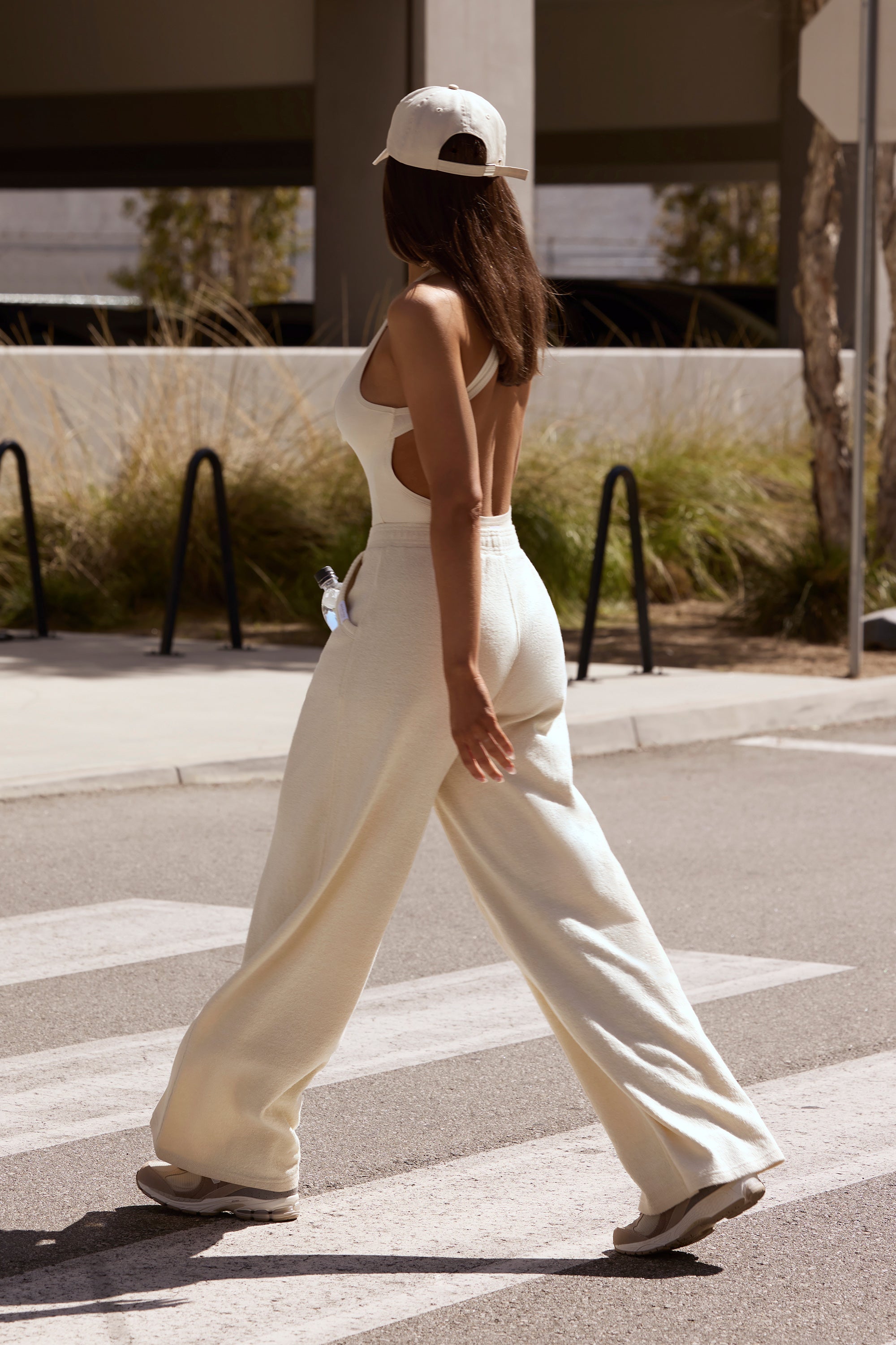 Terry Towelling Wide-Leg Joggers in Cream、mySite、solidvoid