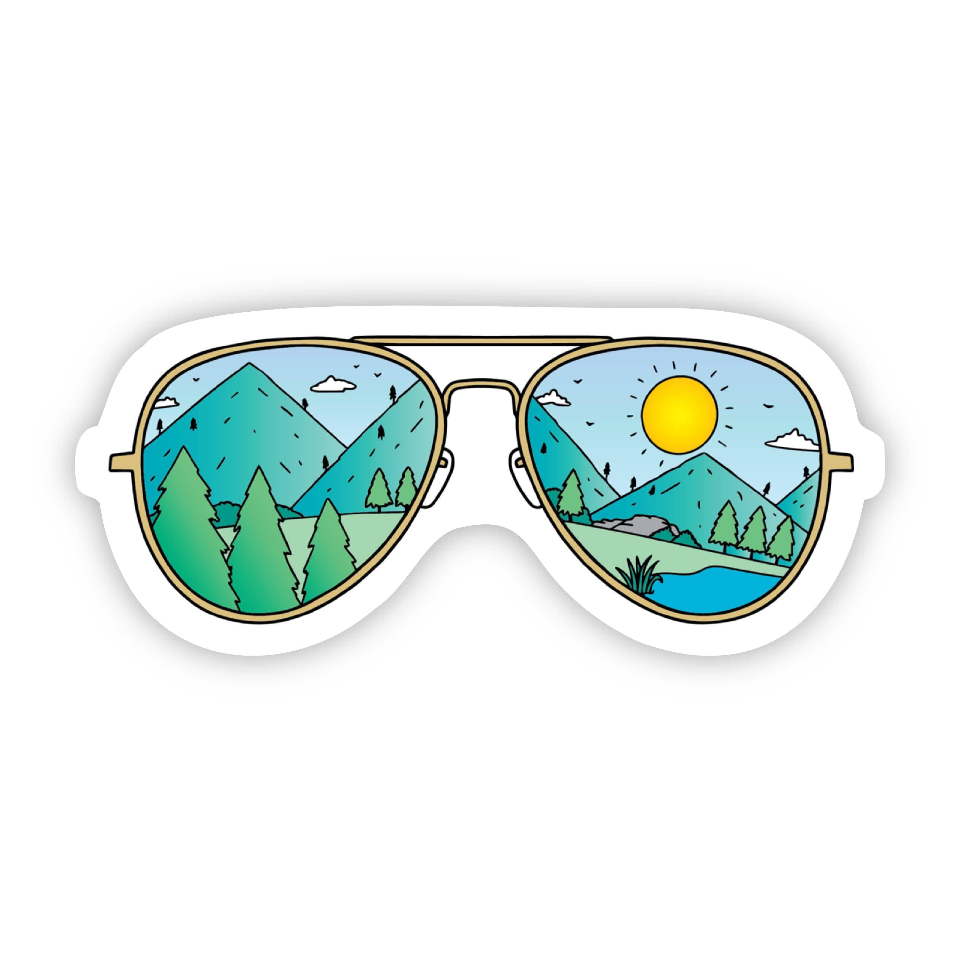  Mountains with Sunglasses Hiking & Camping Sticker、mySite、elrpsem3k
