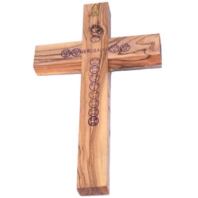  Olive Wood with Mother of Pearls Crucifix From Bethlehem with Holy Land Samples - 8 Inches or 20 Cm、mySite、elrpsem3k