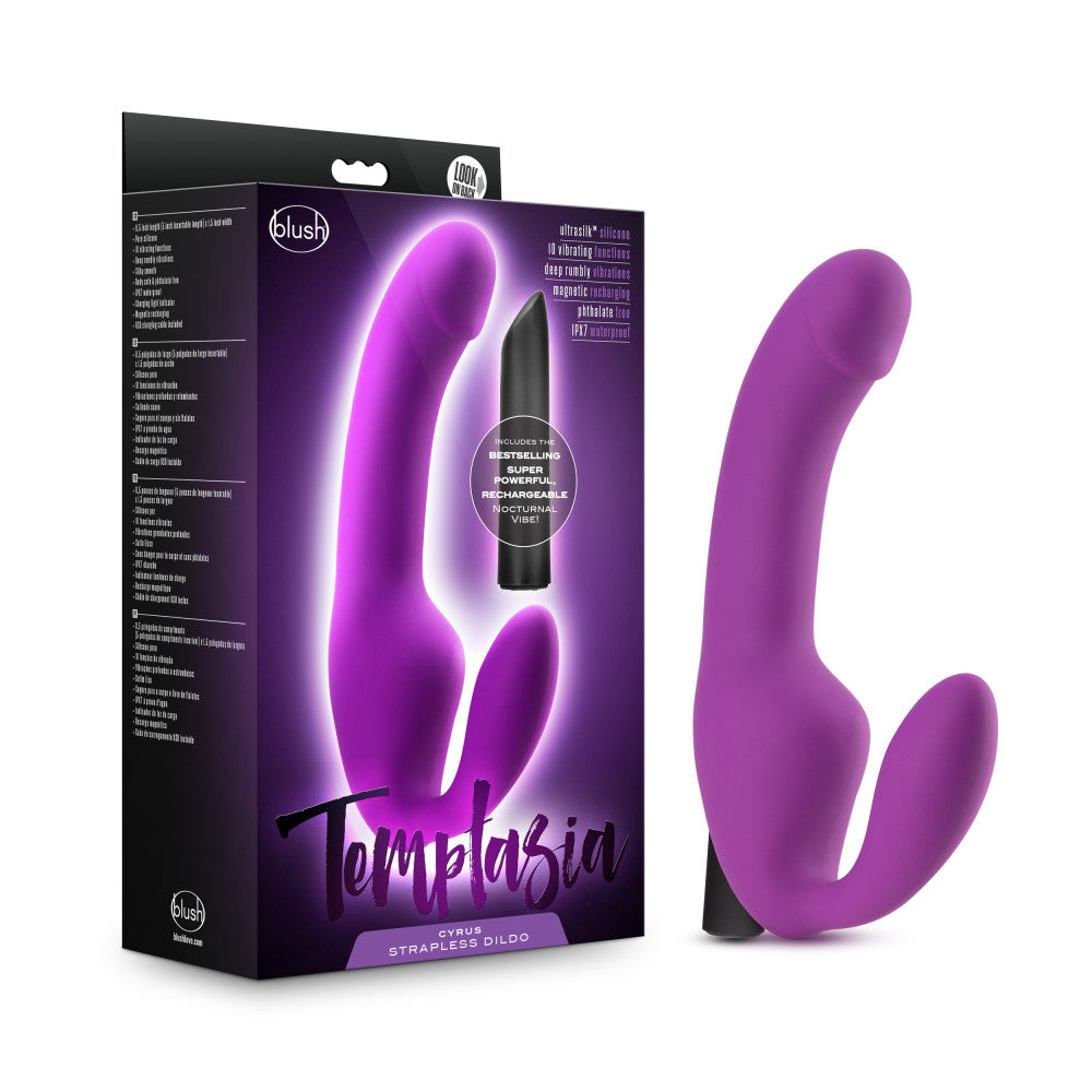 Temptasia By Blush® | Cyrus Purple 8.5-Inch Long Rechargeable Vibrating Dildo、mySite、bottomscart