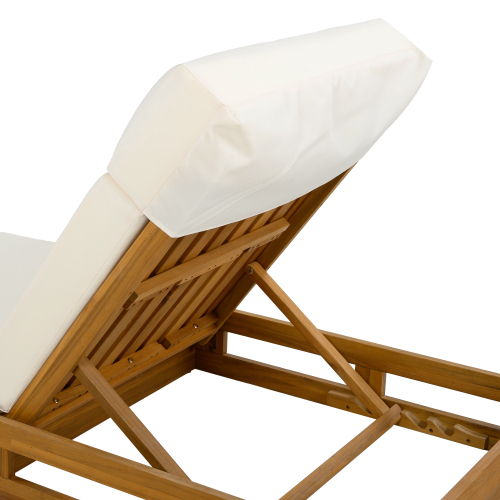 LOUNGE CHAISE SET, ACACIA WOOD WITH WATER-RESISTANT LOUNGE CUSHIONS (CREAM & 4 INCH THICK) - MATCHING DARK GREY VERSION AVAILABLE、、eastwooduniform