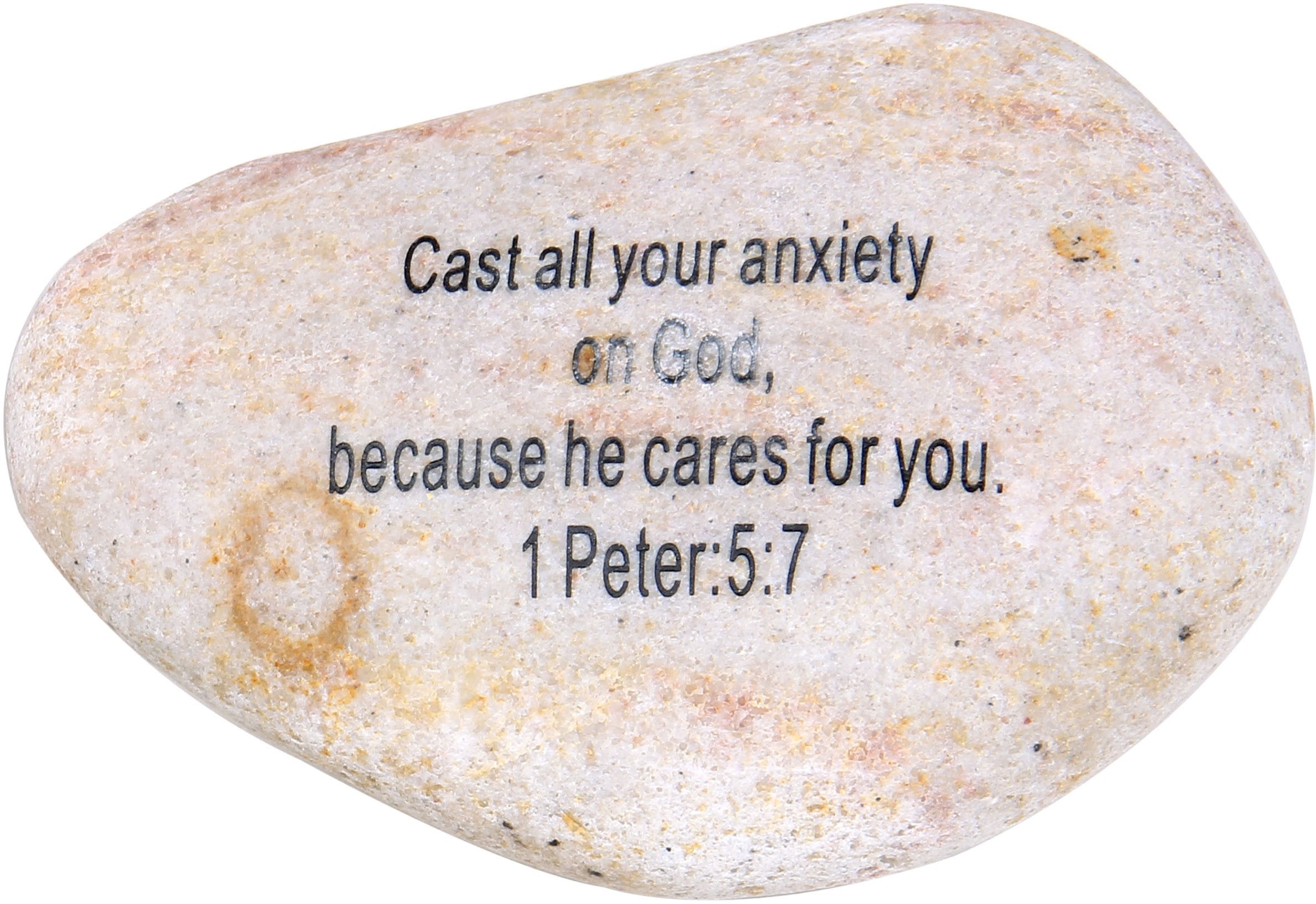 Holy Land Market Extra Large Engraved Inspirational Scripture Biblical Natural Stones Collection - Stone II : 1 Peter 5:7 : Cast All Your Anxiety on God, Because he Cares for You.、mySite、topwebapps