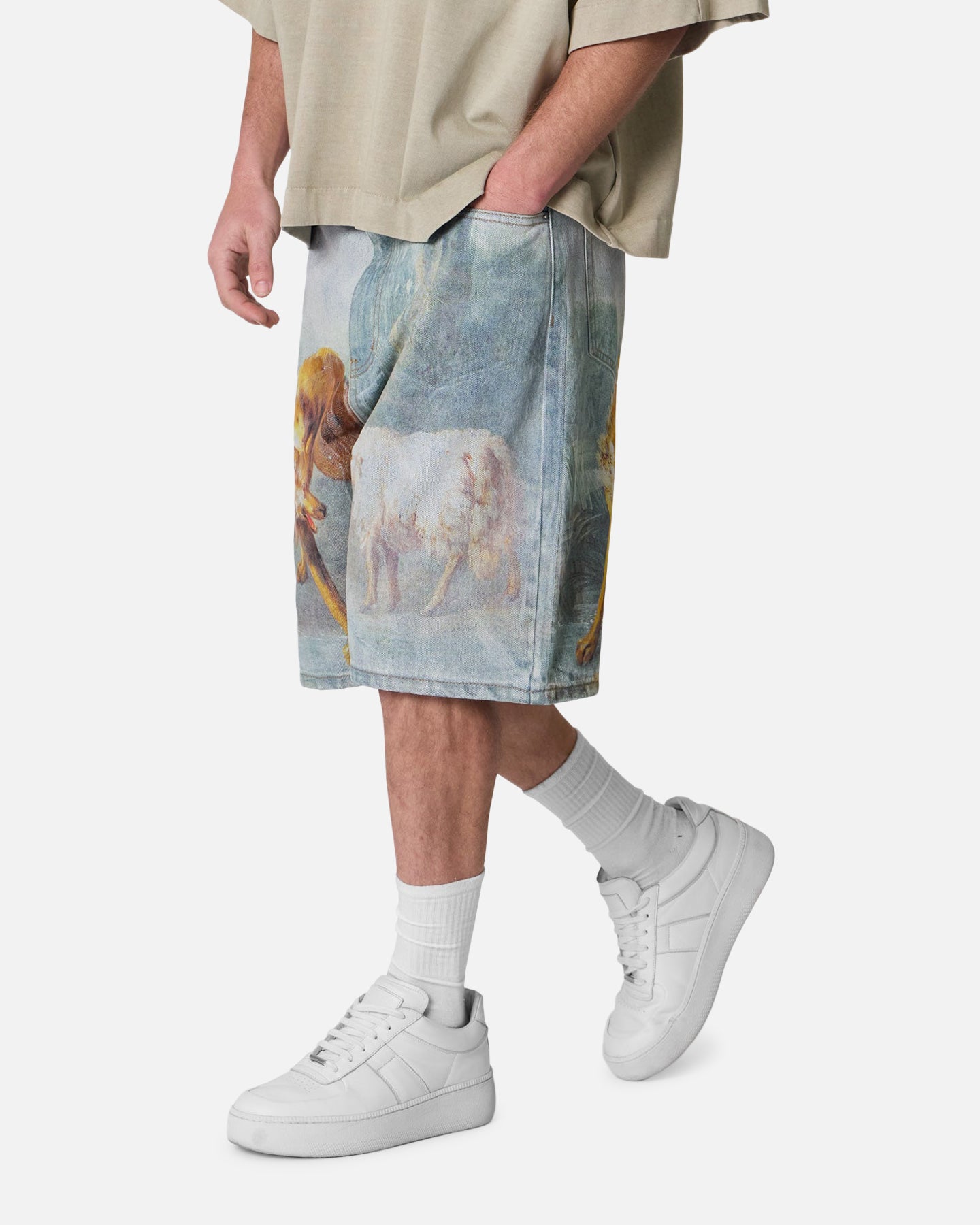 MNML Sheep Hounded Denim Shorts Multi、mySite、zt4zffjzw