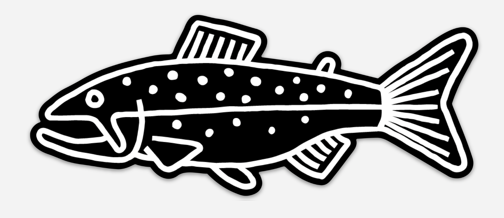 Black and White Trout Doodle Sticker、mySite、solidvoid