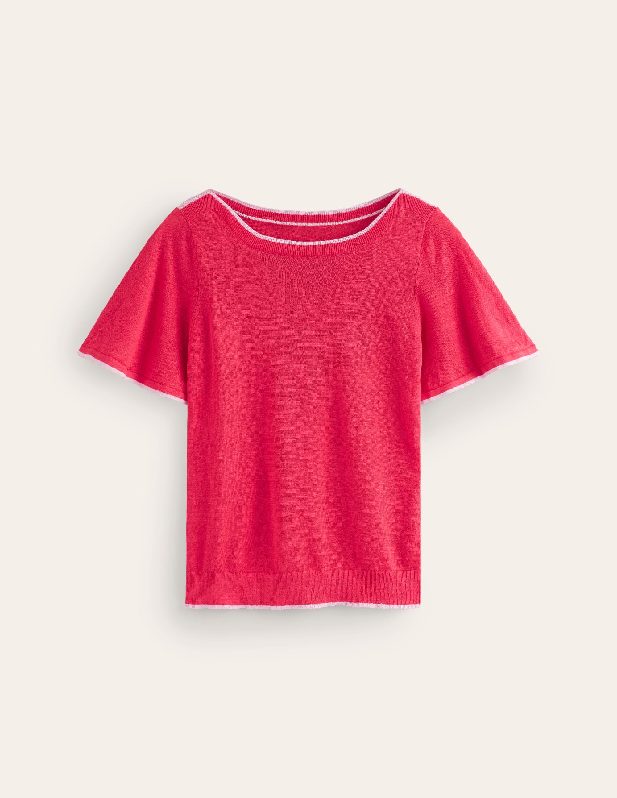  Maggie Boat Neck Linen T-Shirt-Bright Coral、mySite、ashleygrahame